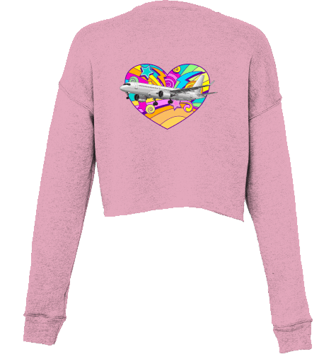 Aviation Cropped Sweater I Airbus A220 Heart Mauve für Piloten, Crews, Kinder & Planespotter made by SUPERSONIC aero 4U