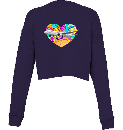 Aviation Cropped Sweater I Airbus A220 Heart Navy für Piloten, Crews, Kinder & Planespotter made by SUPERSONIC aero 4U