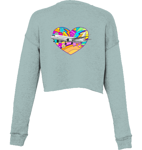 Aviation Cropped Sweater I Airbus A220 Heart Dusty Blue für Piloten, Crews, Kinder & Planespotter made by SUPERSONIC aero 4U