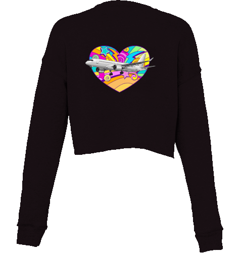 Aviation Cropped Sweater I Airbus A220 Heart Black für Piloten, Crews, Kinder & Planespotter made by SUPERSONIC aero 4U