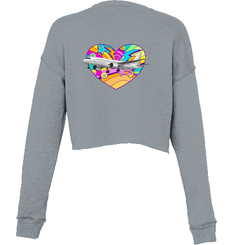 Aviation Cropped Sweater I Airbus A220 Heart Deep Heather für Piloten, Crews, Kinder & Planespotter made by SUPERSONIC aero 4U