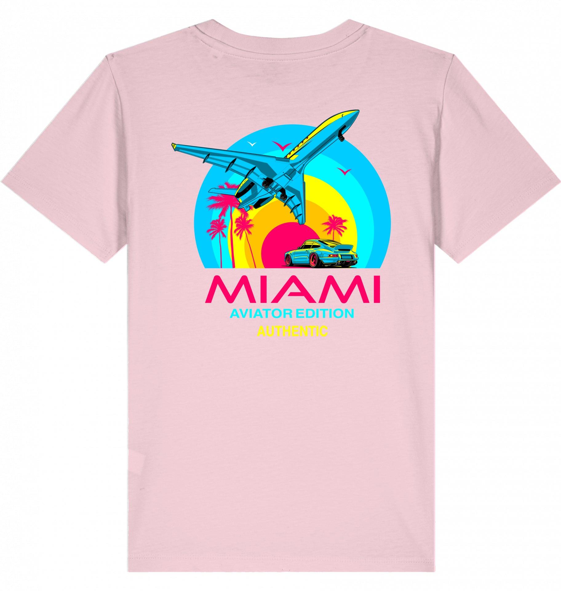 Aviation Kids Aviation T-Shirt "Aviator Miami Summer" 2.0 Cotton Pink für Piloten, Crews, Kinder & Planespotter made by SUPERSONIC aero 4U