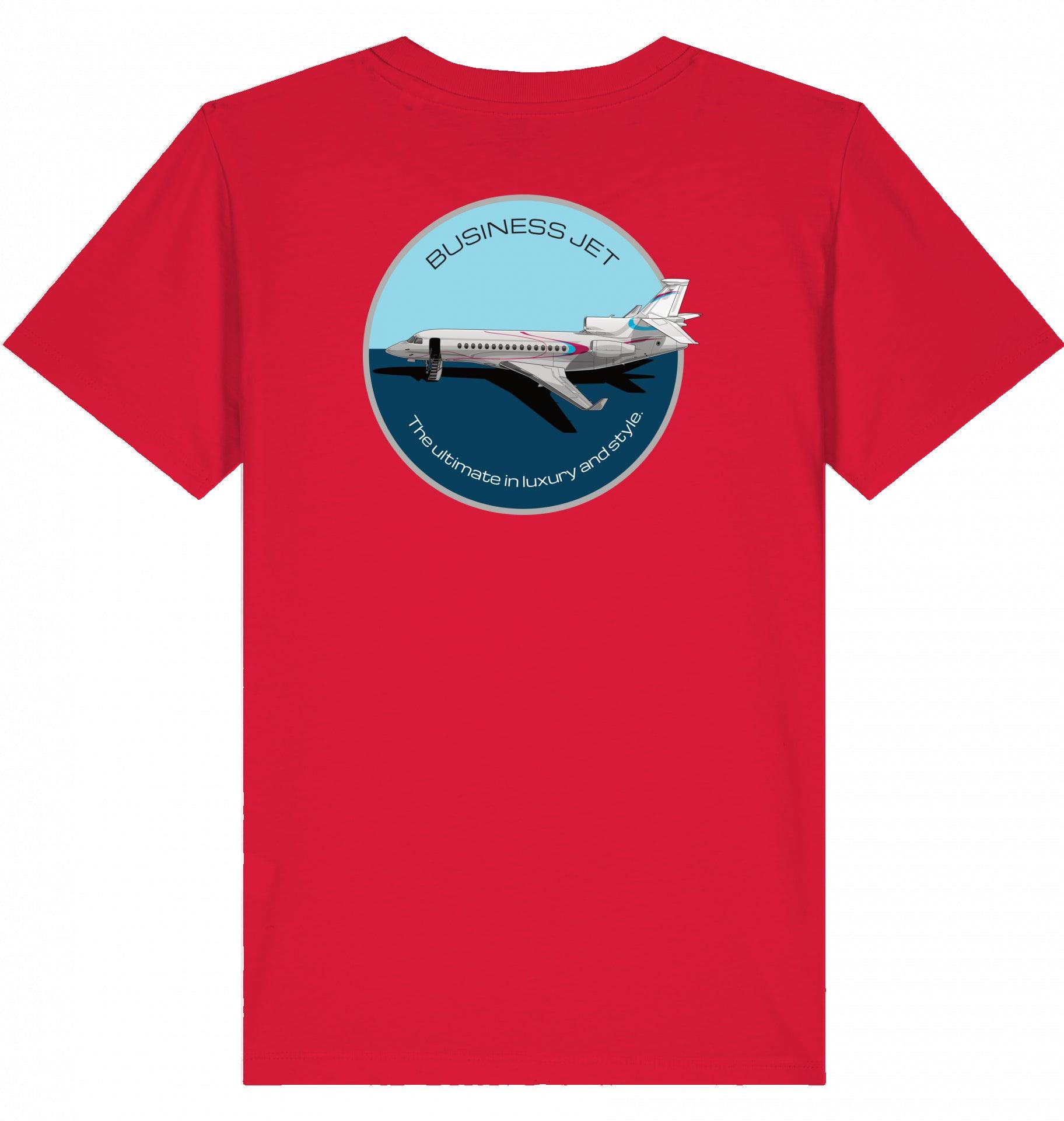 Aviation Kids Aviation T-Shirt "Dassault Falcon 7X Business Jet" 2.0 Red für Piloten, Crews, Kinder & Planespotter made by SUPERSONIC aero 4U
