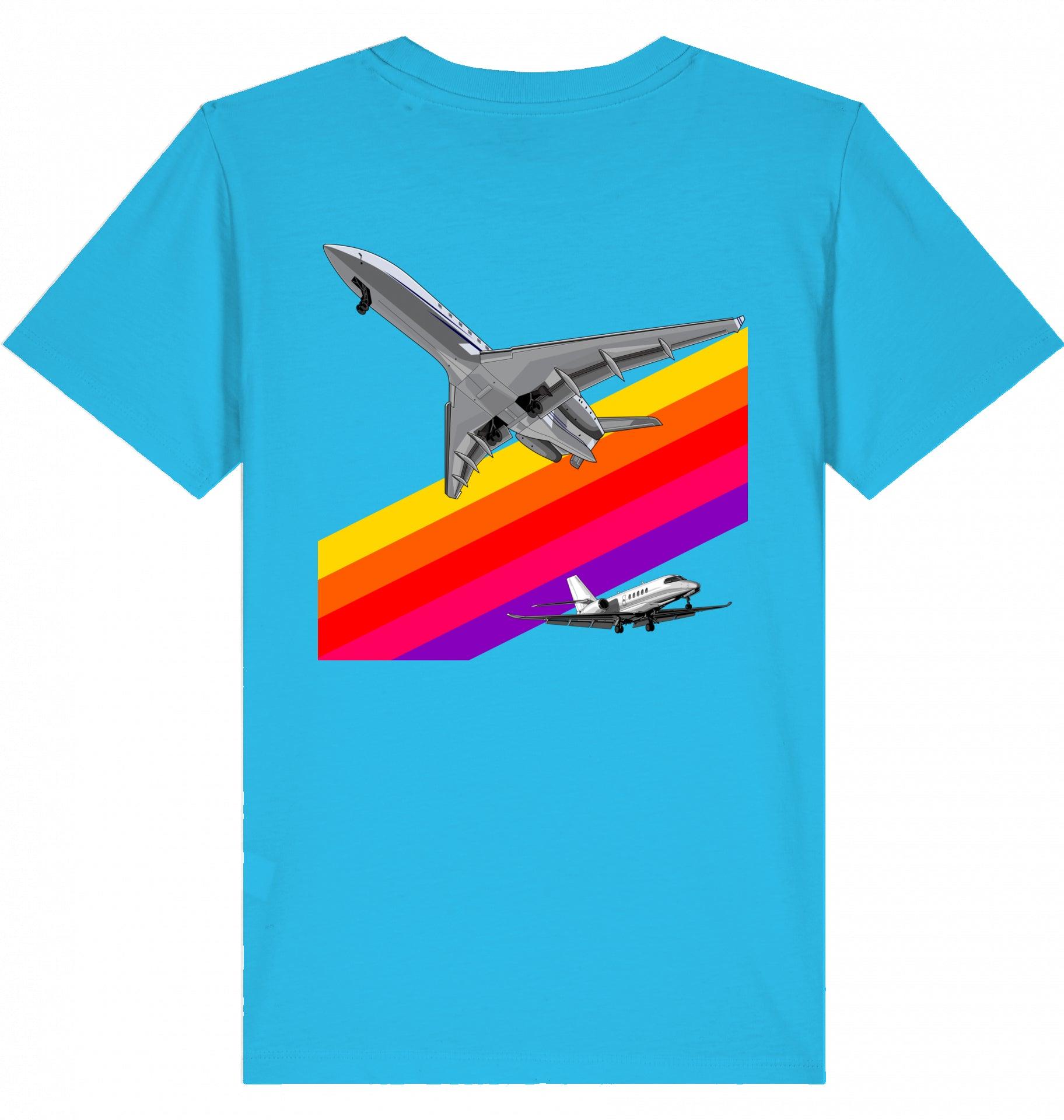 Aviation Kids Aviation T-Shirt "VHS 80ies Style - Business Aviation" 2.0 Aqua Blue für Piloten, Crews, Kinder & Planespotter made by SUPERSONIC aero 4U