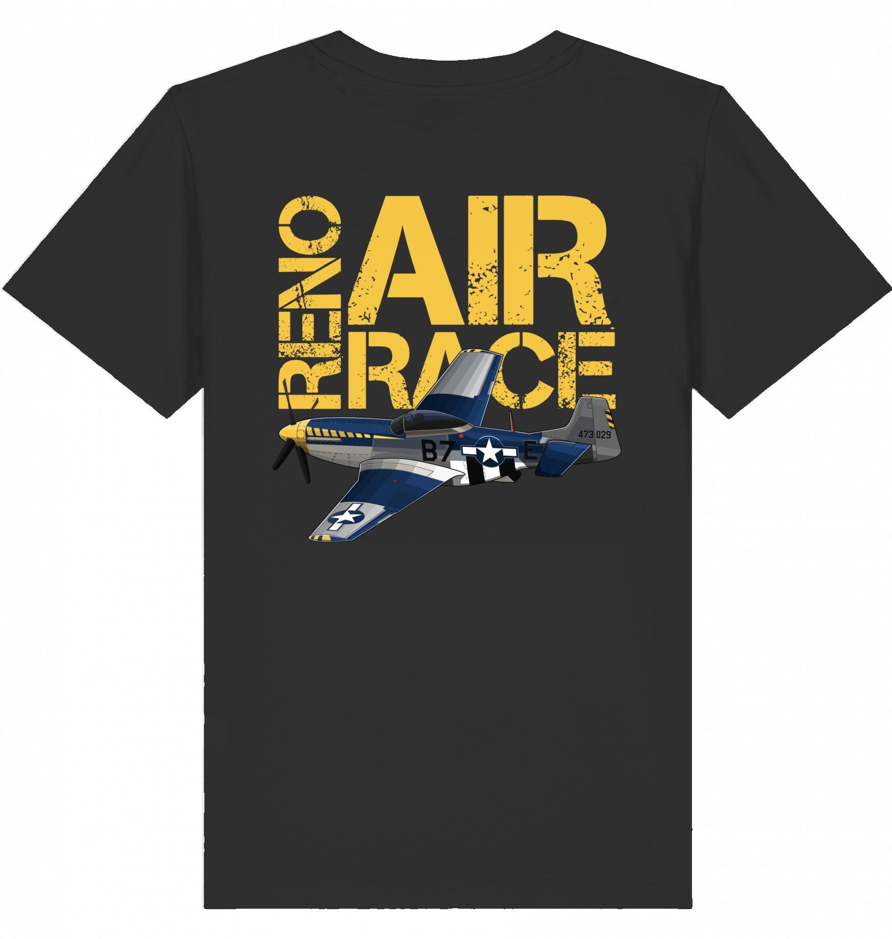 Aviation Kids Aviation T-Shirt "Reno Air Race Mustang P-51" 2.0 Black für Piloten, Crews, Kinder & Planespotter made by SUPERSONIC aero 4U