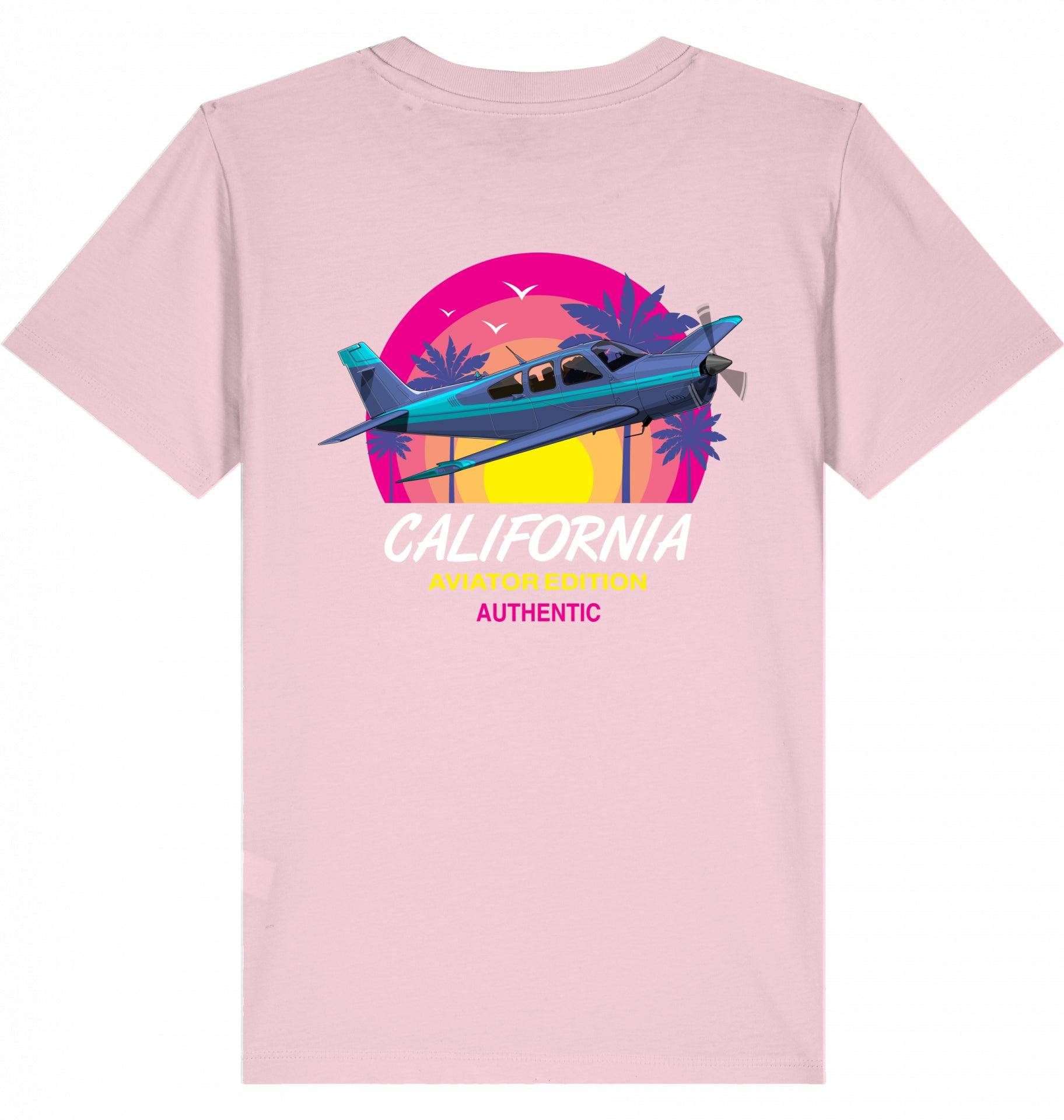 Aviation Kids Aviation T-Shirt "Aviator California Summer" 2.0 Cotton Pink für Piloten, Crews, Kinder & Planespotter made by SUPERSONIC aero 4U