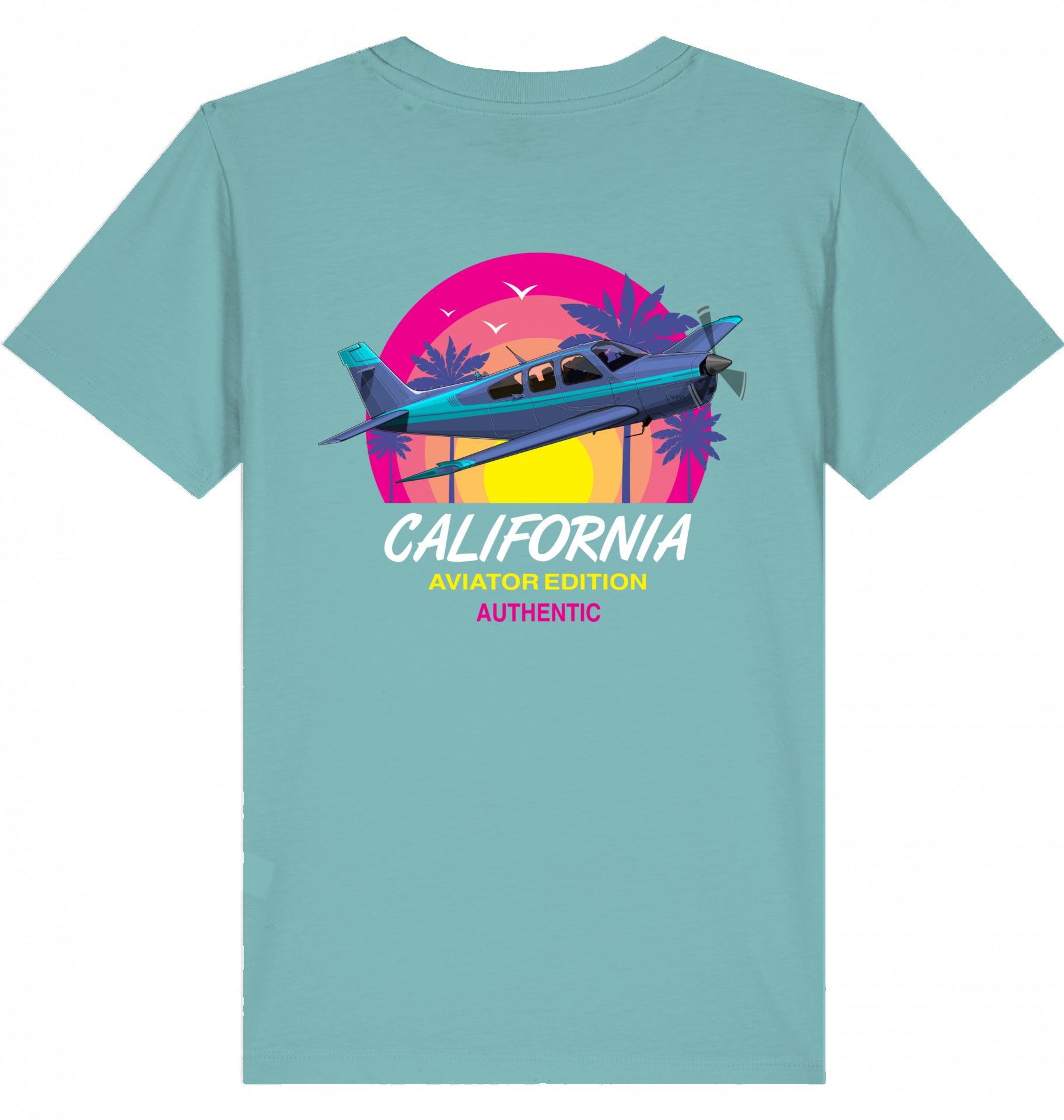 Aviation Kids Aviation T-Shirt "Aviator California Summer" 2.0 Teal Monstera für Piloten, Crews, Kinder & Planespotter made by SUPERSONIC aero 4U