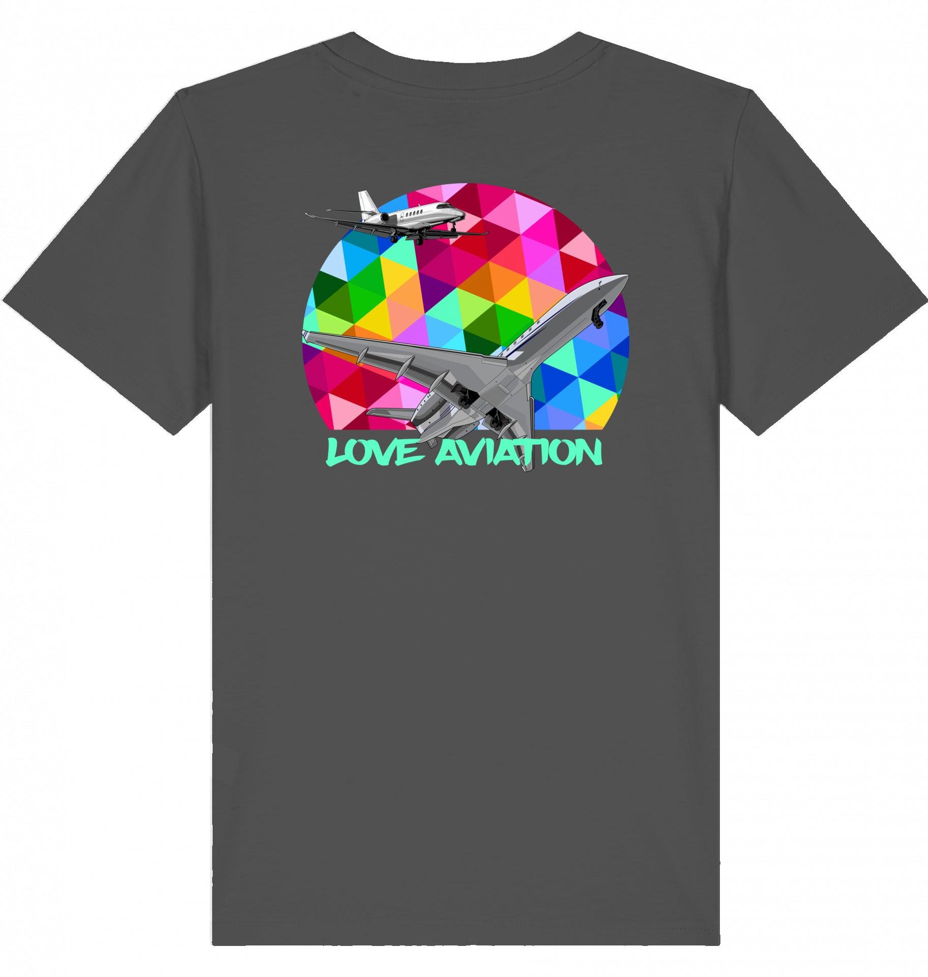 Aviation Kids Aviation T-Shirt "Love Aviation" Flugzeuge 2.0 Anthracite für Piloten, Crews, Kinder & Planespotter made by SUPERSONIC aero 4U
