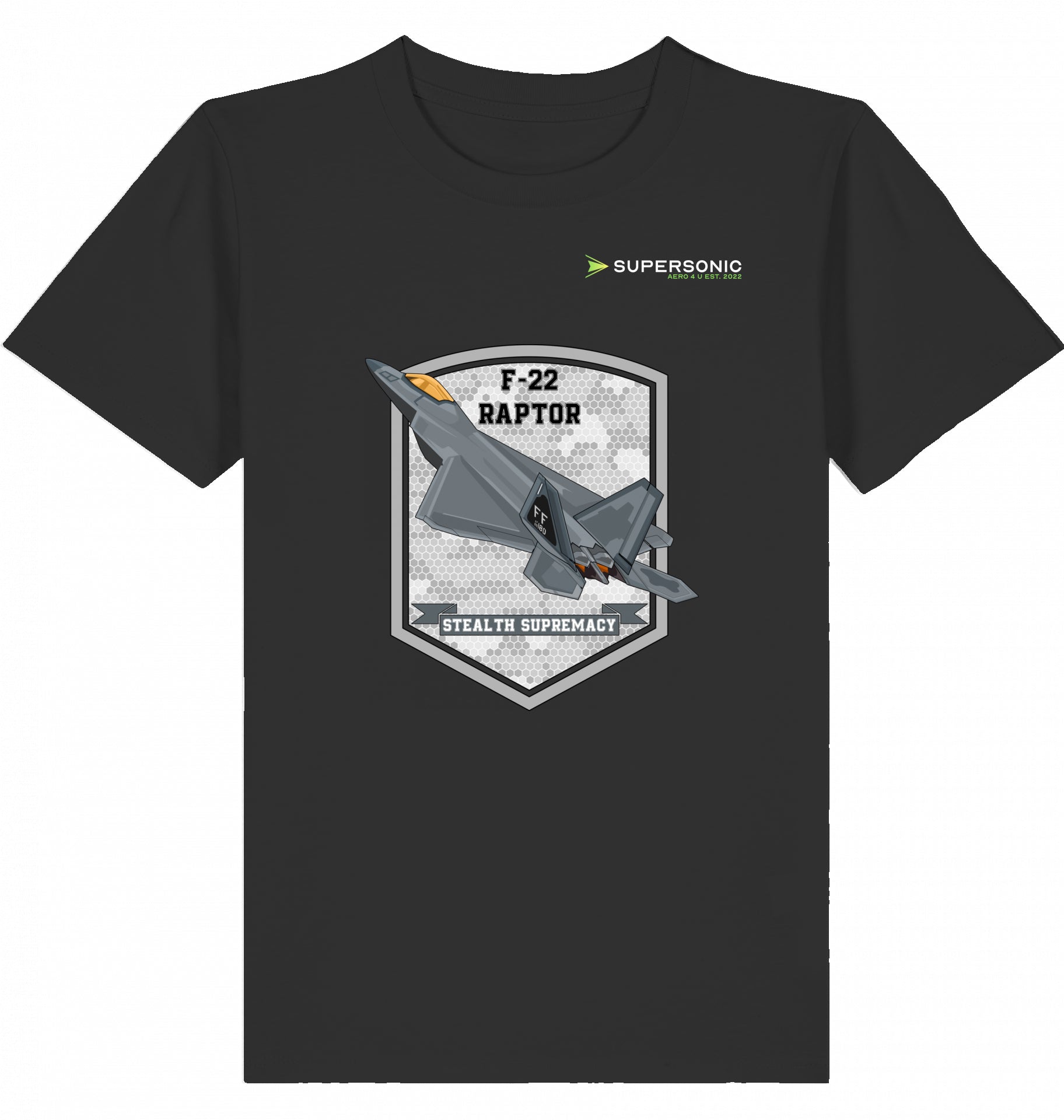 KIDS AVIATION T-SHIRT F-22 RAPTOR STEALTH SUPREMACY