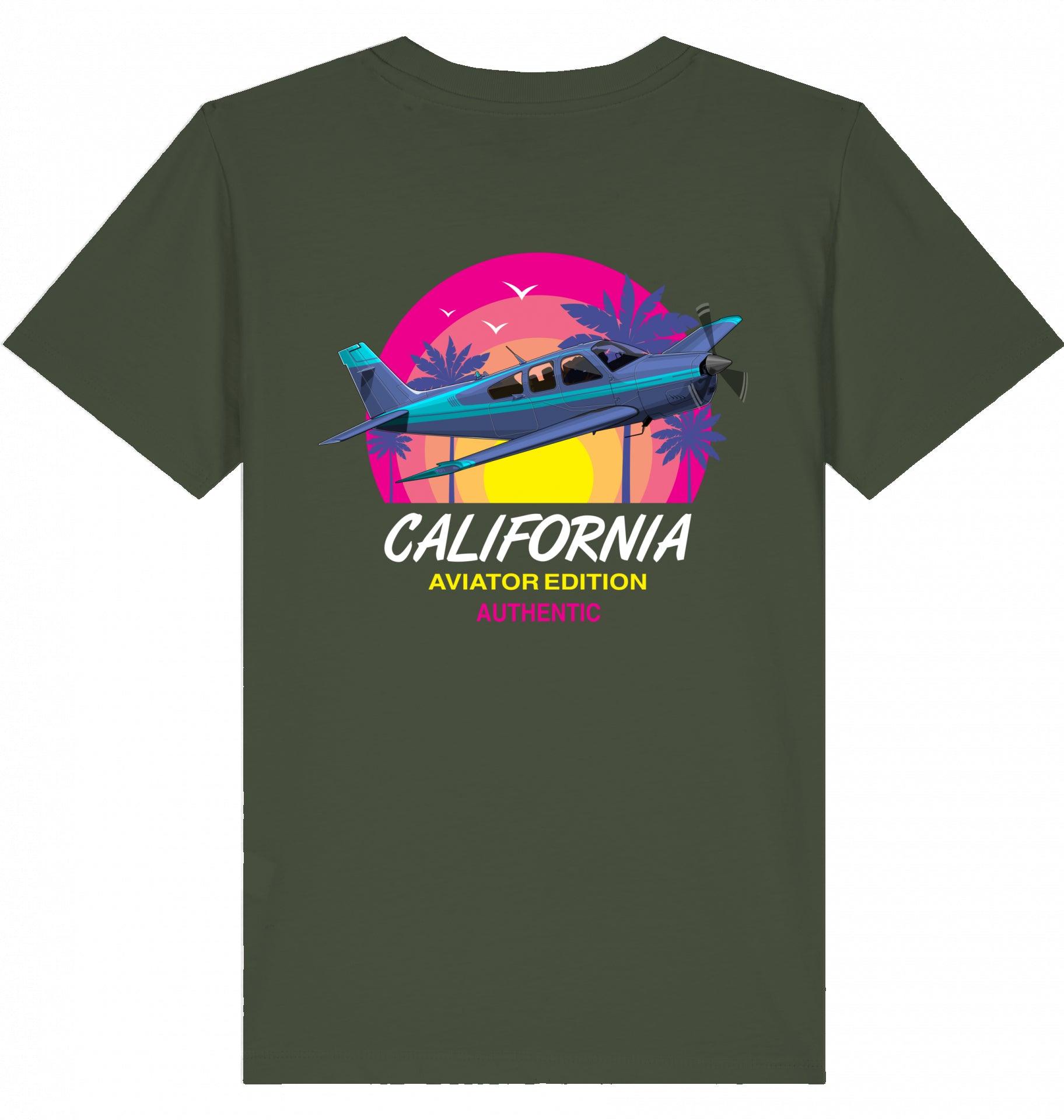Aviation Kids Aviation T-Shirt "Aviator California Summer" 2.0 Khaki für Piloten, Crews, Kinder & Planespotter made by SUPERSONIC aero 4U
