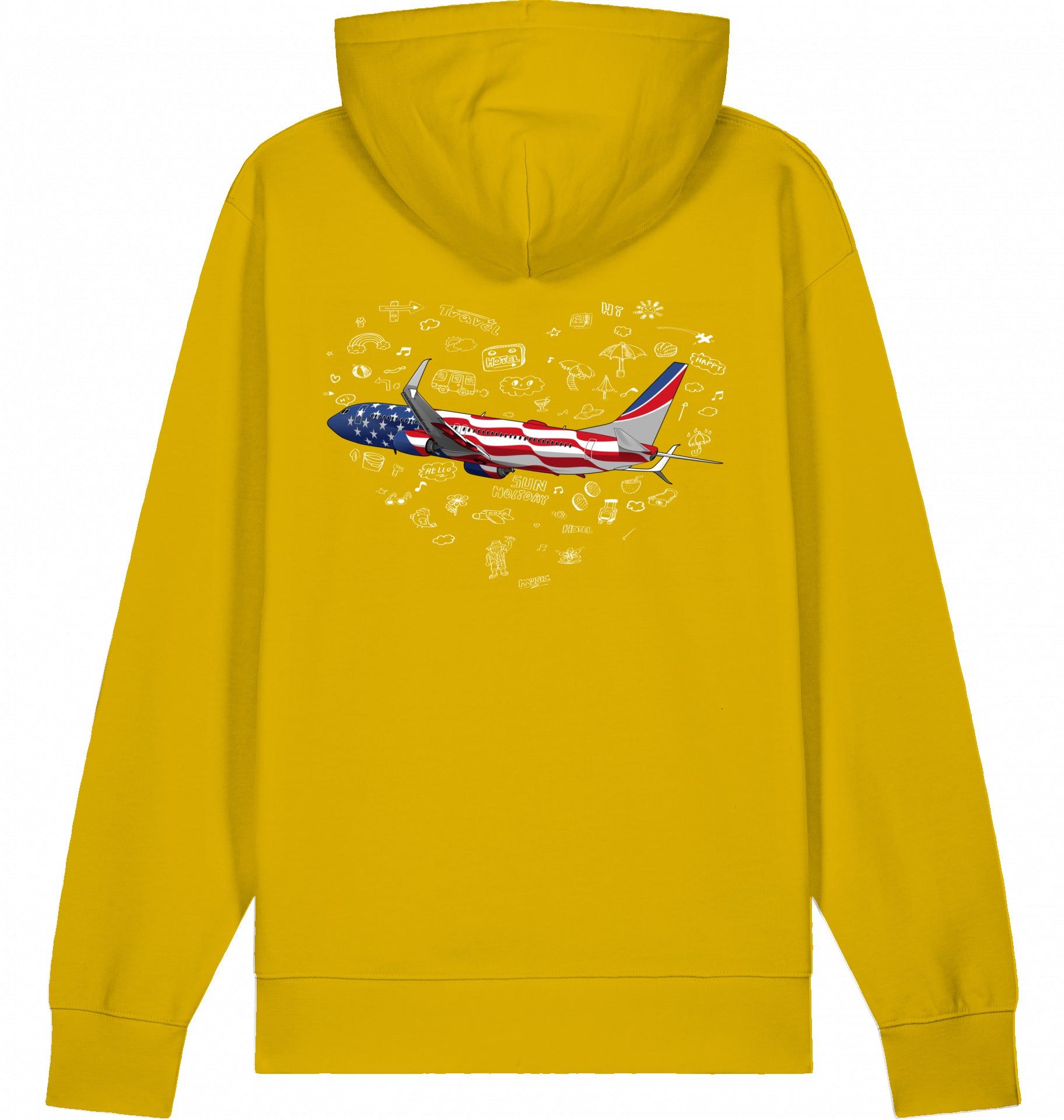 Aviation Flugzeug Hoodie Boeing 737 Stars & Stripes Ochre für Piloten, Crews, Kinder & Planespotter made by SUPERSONIC aero 4U