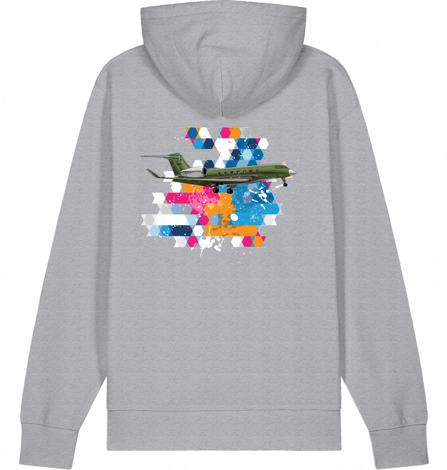Aviation Flugzeug Hoodie Privatjet Gulfstream G500/600 Mid Heather Grey für Piloten, Crews, Kinder & Planespotter made by SUPERSONIC aero 4U