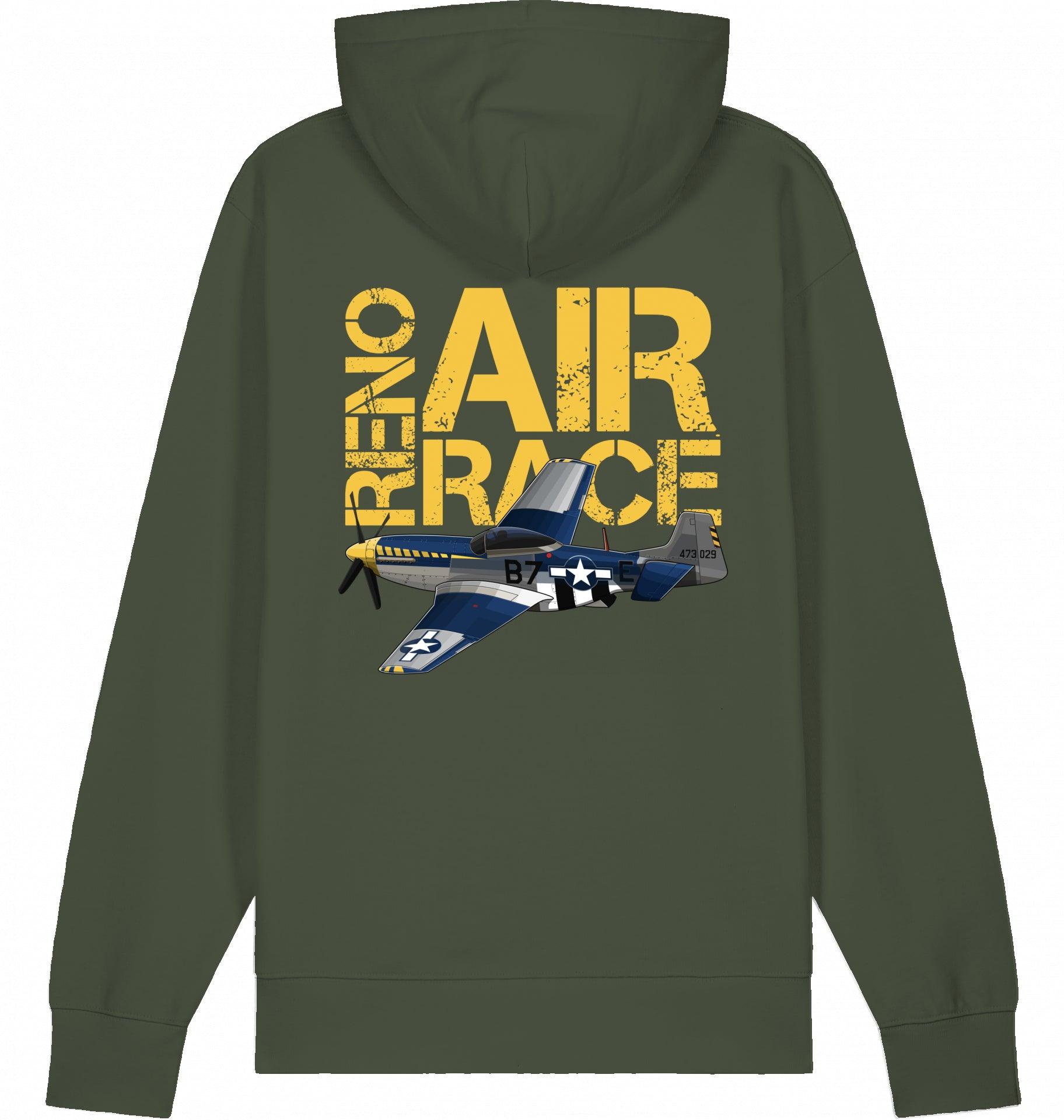 Aviation Flugzeug Hoodie P-51 Mustang "Reno Air Race" Khaki für Piloten, Crews, Kinder & Planespotter made by SUPERSONIC aero 4U