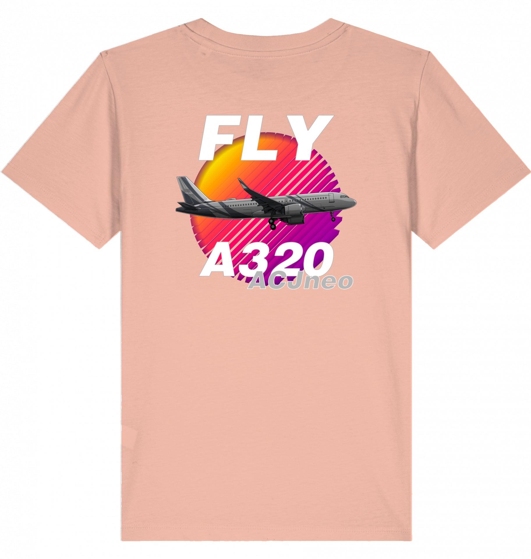 Aviation Kids Aviation T-Shirt "Fly Airbus A320 ACJneo" 2.0 Fraiche Peche für Piloten, Crews, Kinder & Planespotter made by SUPERSONIC aero 4U