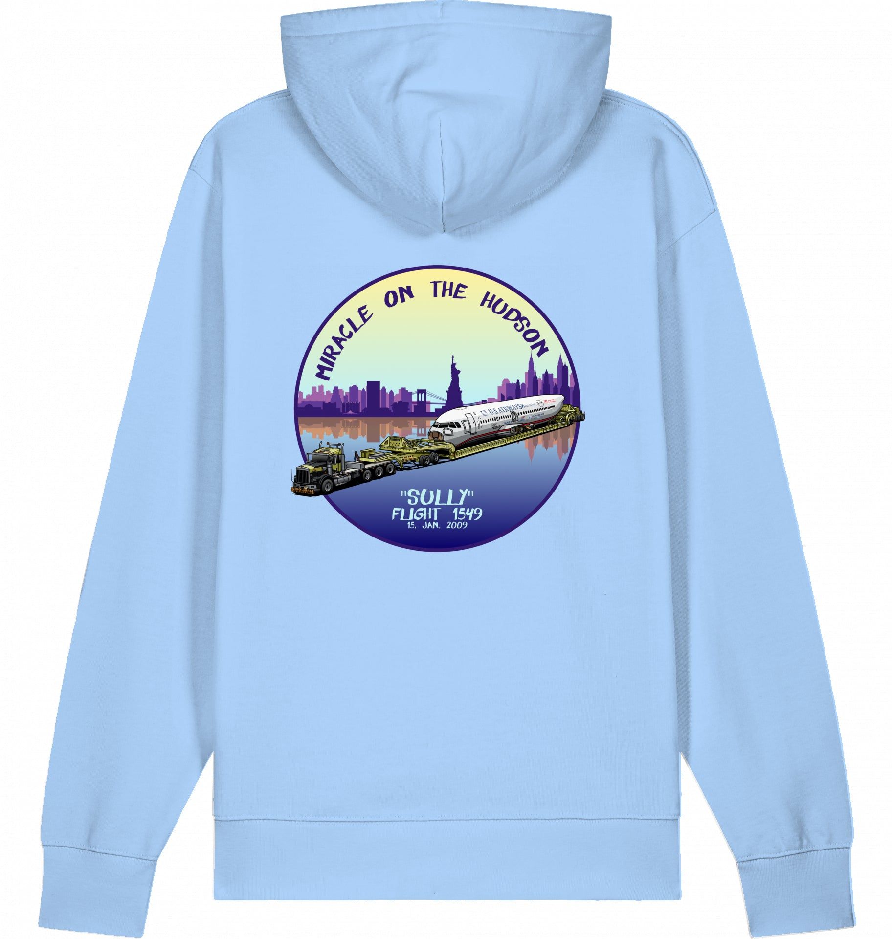 Aviation Flugzeug Hoodie "Sullenberger - Miracle on the Hudson" Blue Soul für Piloten, Crews, Kinder & Planespotter made by SUPERSONIC aero 4U