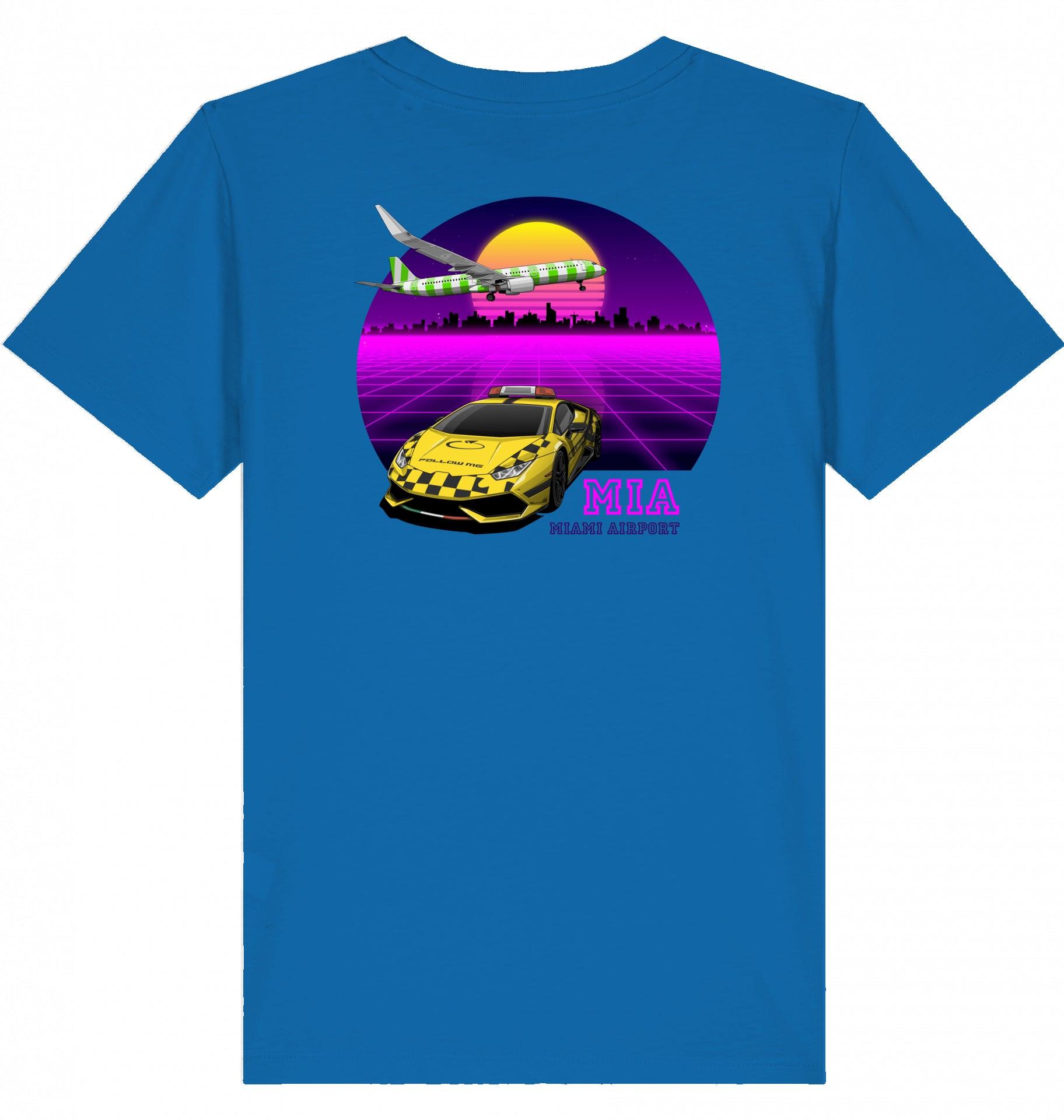 Aviation Kids Aviation T-Shirt MIA Miami Airport 80ties 2.0 Royal Blue für Piloten, Crews, Kinder & Planespotter made by SUPERSONIC aero 4U
