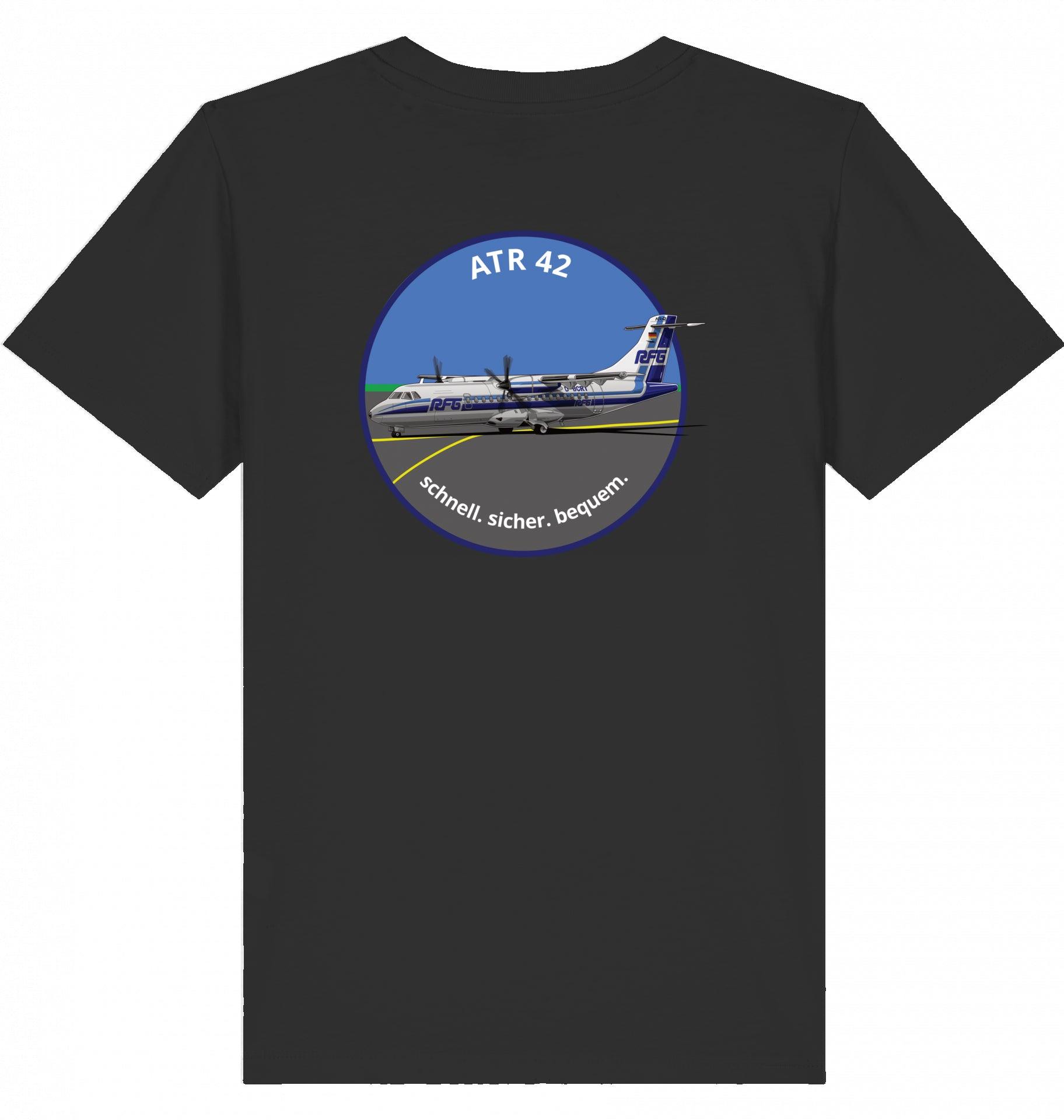 Aviation Kids Aviation T-Shirt "ATR42 Flugzeug RFG EDLW" 2.0 Black für Piloten, Crews, Kinder & Planespotter made by SUPERSONIC aero 4U