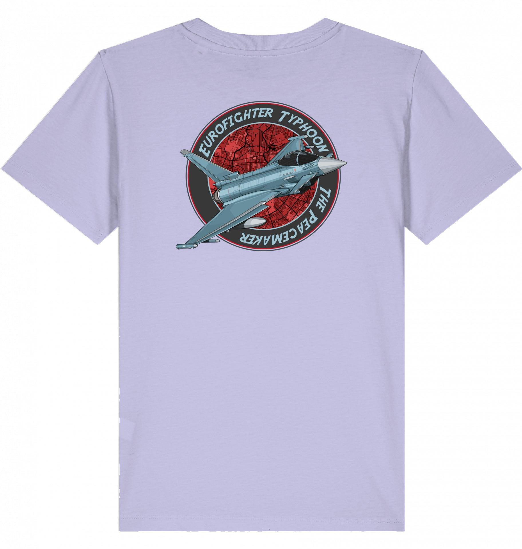Aviation Kids Aviation T-Shirt "Eurofighter Typhoon - The Peacemaker" 2.0 Lavender für Piloten, Crews, Kinder & Planespotter made by SUPERSONIC aero 4U