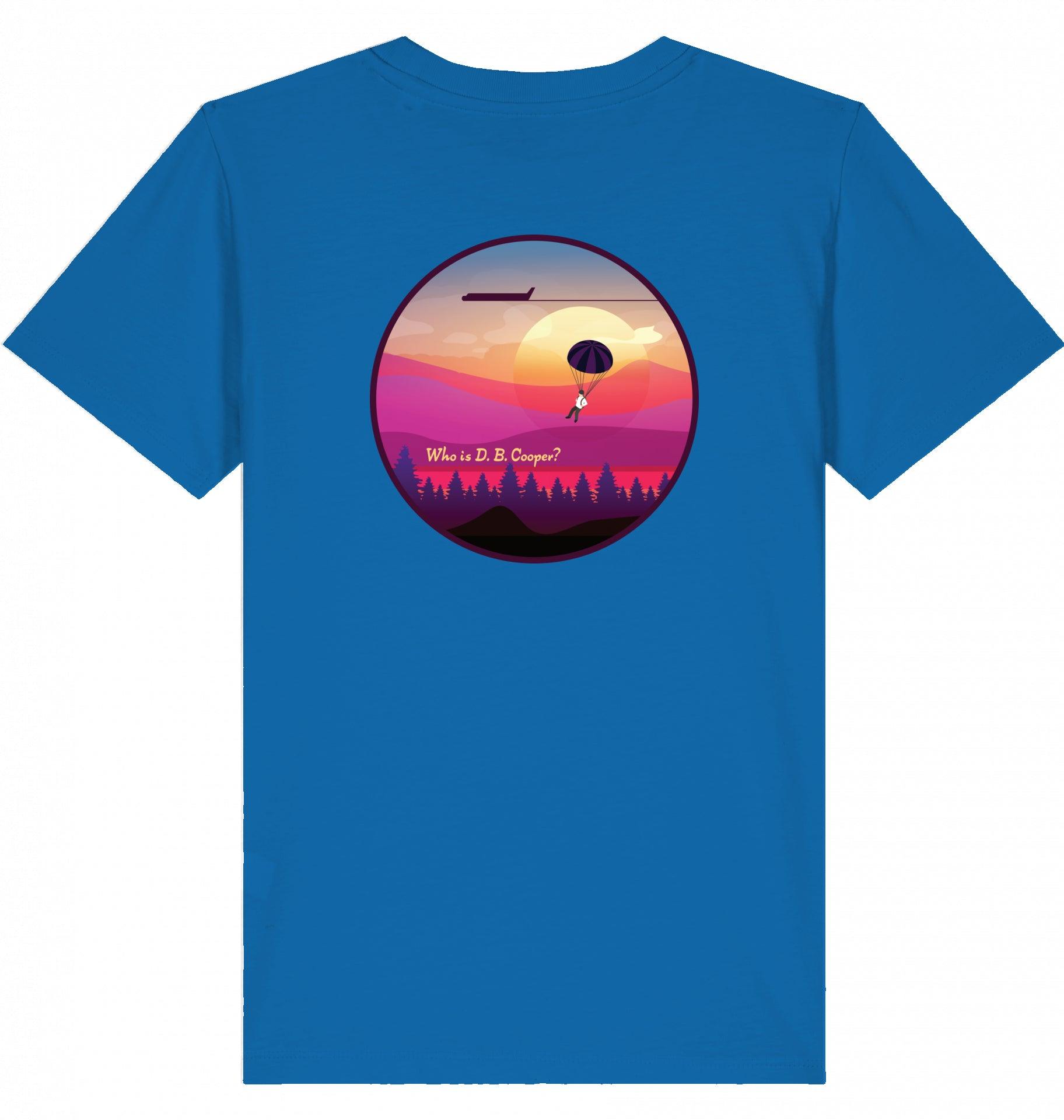 Aviation Kids Aviation T-Shirt "Who is D.B. Cooper?" 2.0 Royal Blue für Piloten, Crews, Kinder & Planespotter made by SUPERSONIC aero 4U