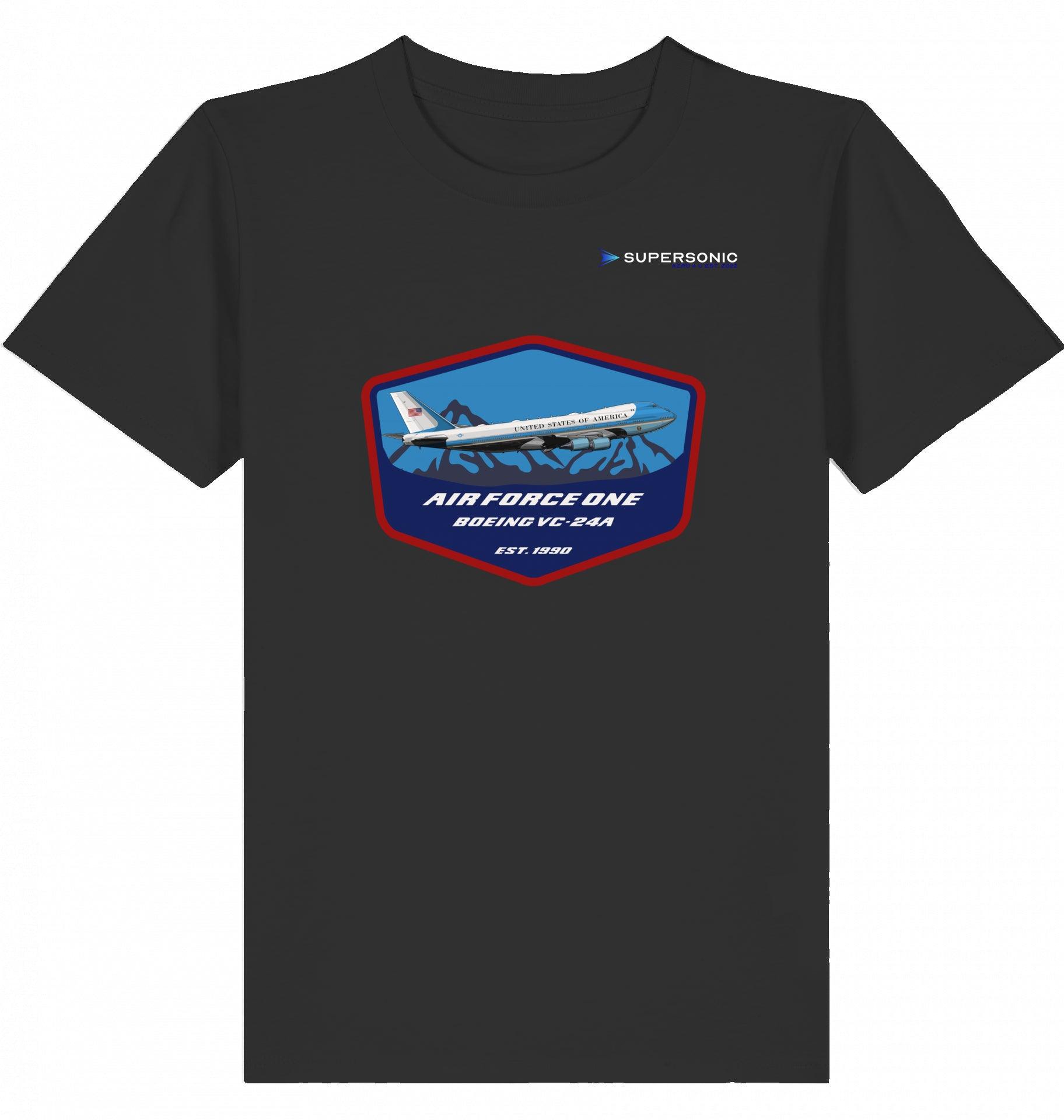 Aviation Kids Aviation T-Shirt Air Force One Boeing VC-24A Jumbo Jet 2.0 Black für Piloten, Crews, Kinder & Planespotter made by SUPERSONIC aero 4U