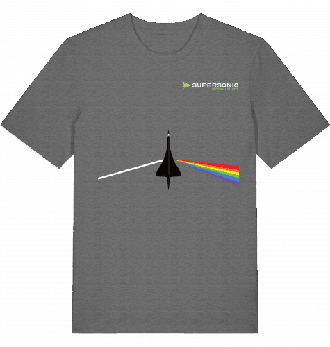 Aviation Flugzeug T-Shirt "Dark Side of Supersonic" Concorde Aérospatiale-BAC Jet Dark Heather Grey für Piloten, Crews, Kinder & Planespotter made by SUPERSONIC aero 4U