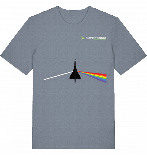 Aviation Flugzeug T-Shirt "Dark Side of Supersonic" Concorde Aérospatiale-BAC Jet Dark Heather Blue für Piloten, Crews, Kinder & Planespotter made by SUPERSONIC aero 4U
