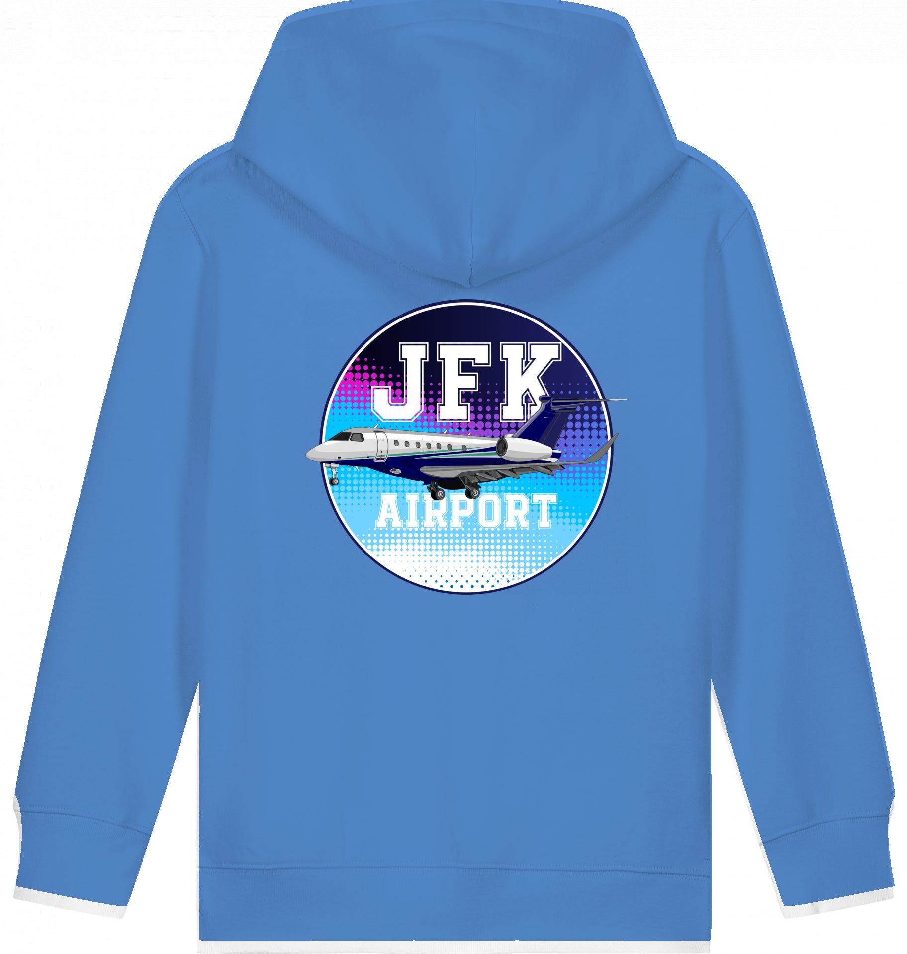 Aviation Kids Flugzeug Hoodie Embraer Praetor 600 JFK Bright Blue für Piloten, Crews, Kinder & Planespotter made by SUPERSONIC aero 4U