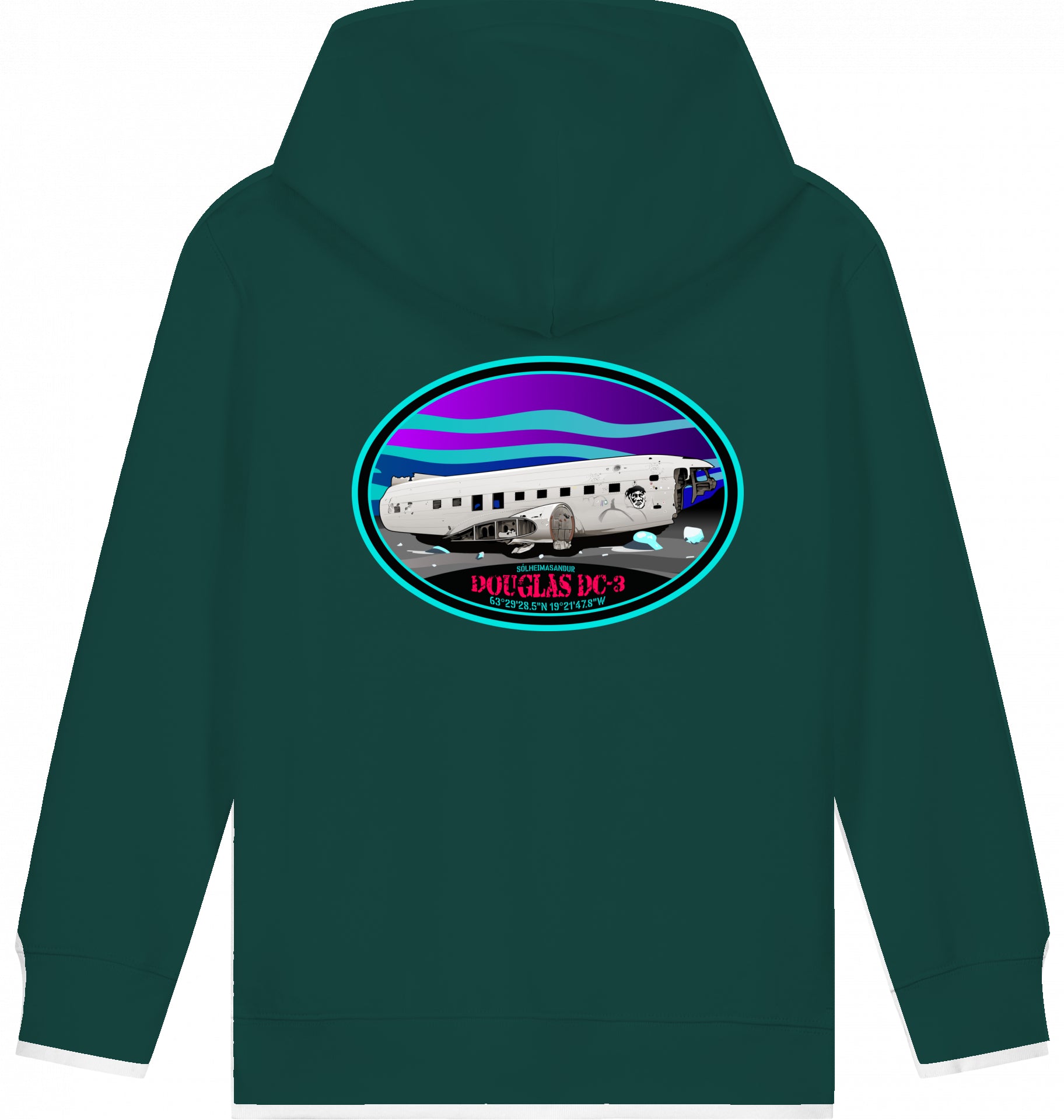 Aviation Kids Flugzeug Hoodie - DC-3 Aircraft Wreck - Sólheimansandur - Iceland für Piloten, Crews, Kinder & Planespotter made by SUPERSONIC aero 4U