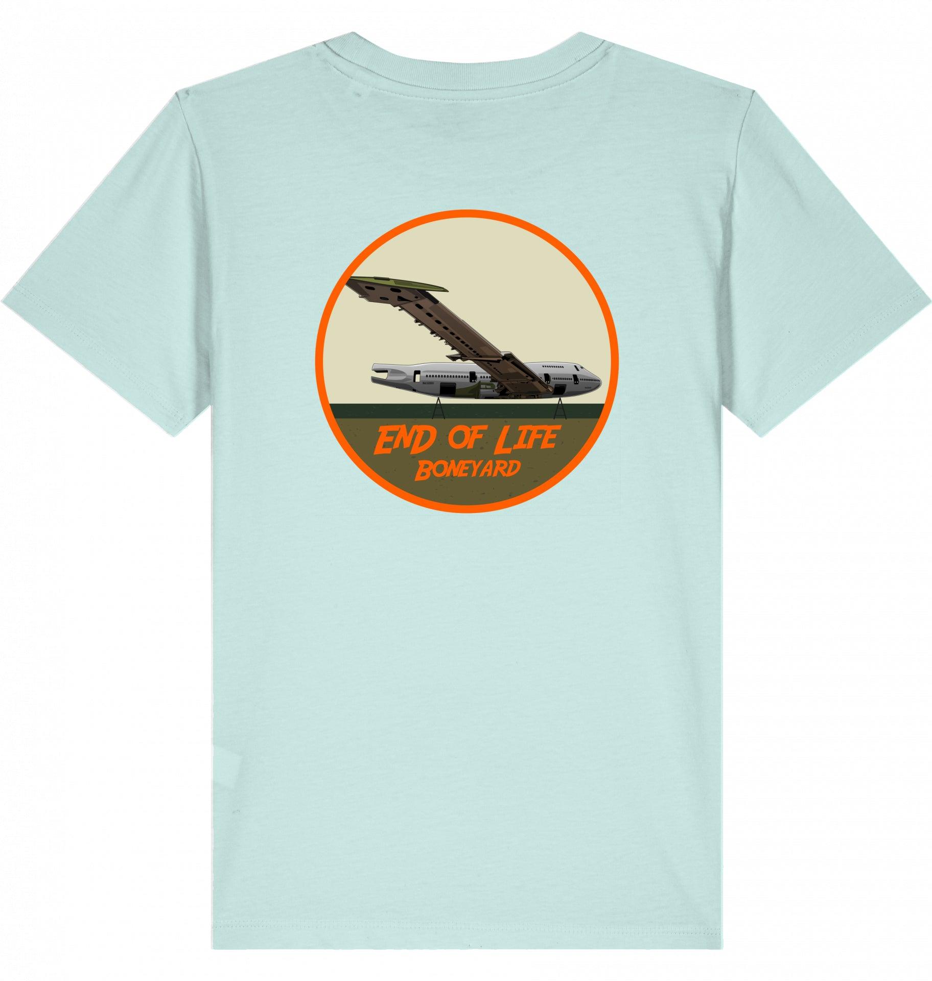 Aviation Kids Aviation T-Shirt "Boeing 747 End of Life Boneyard" 2.0 Caribbean Blue für Piloten, Crews, Kinder & Planespotter made by SUPERSONIC aero 4U