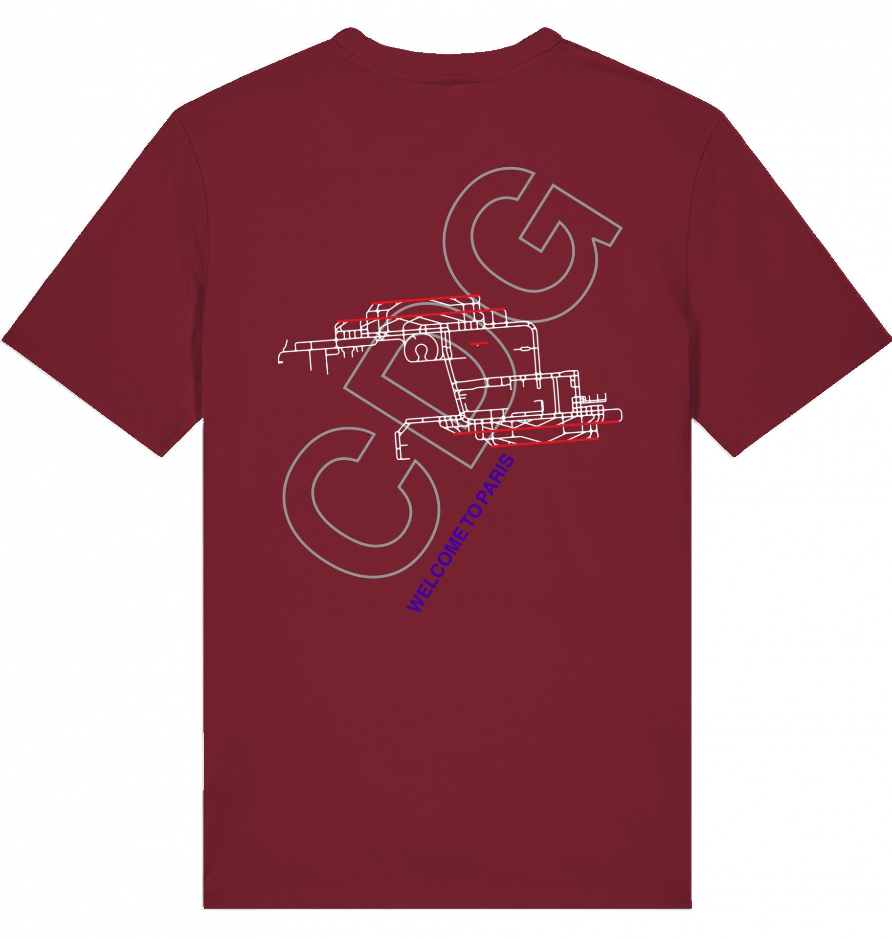 Aviation Airport T-Shirt "Paris Carles de Gaulle CDG Airportcode" Burgundy für Piloten, Crews, Kinder & Planespotter made by SUPERSONIC aero 4U