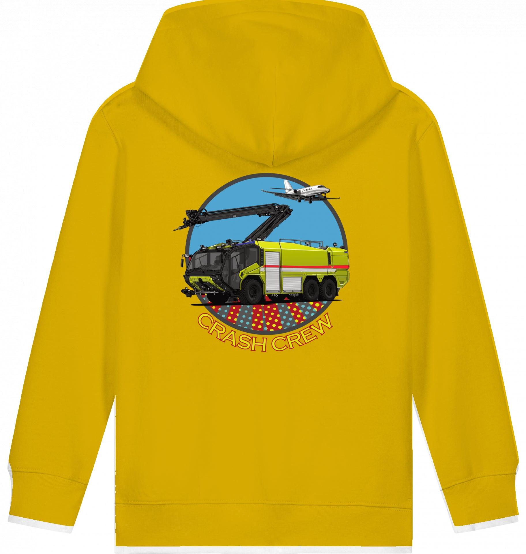 Aviation Kids Hoodie "Airport Rescue Fire Fighting ARFF - Crash Crew" Ochre für Piloten, Crews, Kinder & Planespotter made by SUPERSONIC aero 4U