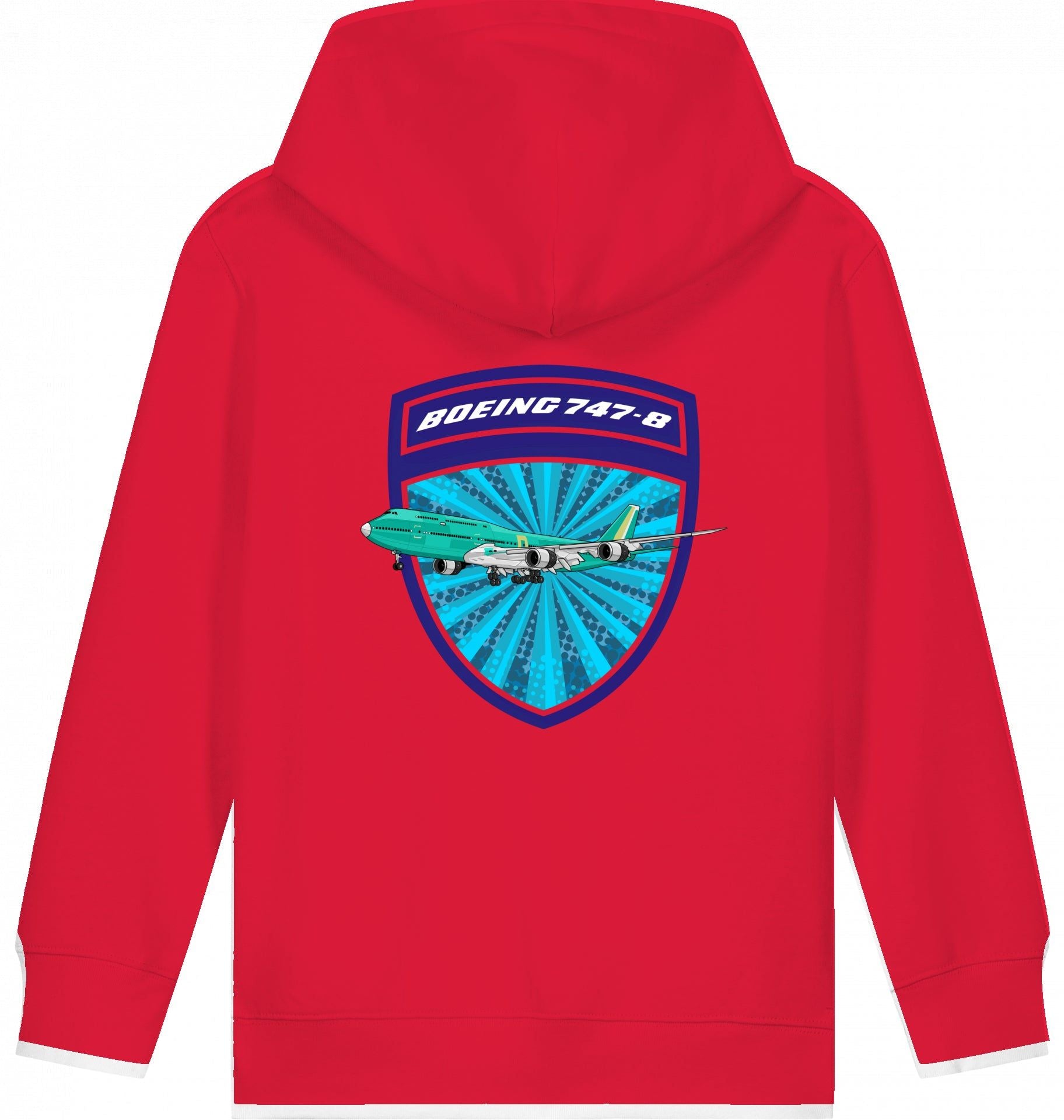 Aviation Kids Hoodie Boeing 747-8 Jumbojet Red für Piloten, Crews, Kinder & Planespotter made by SUPERSONIC aero 4U