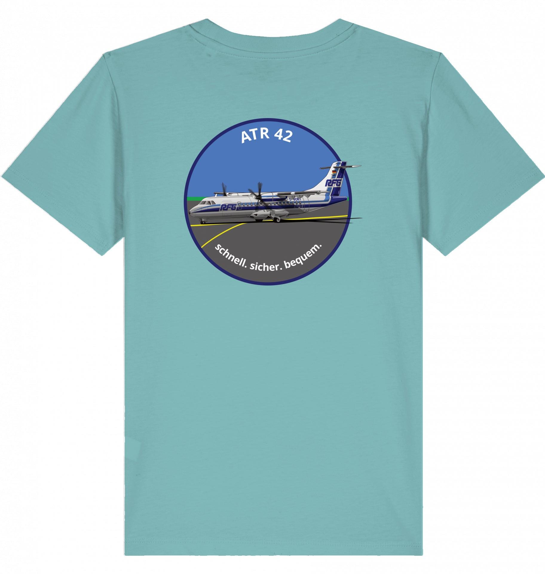 Aviation Kids Aviation T-Shirt "ATR42 Flugzeug RFG EDLW" 2.0 Teal Monstera für Piloten, Crews, Kinder & Planespotter made by SUPERSONIC aero 4U
