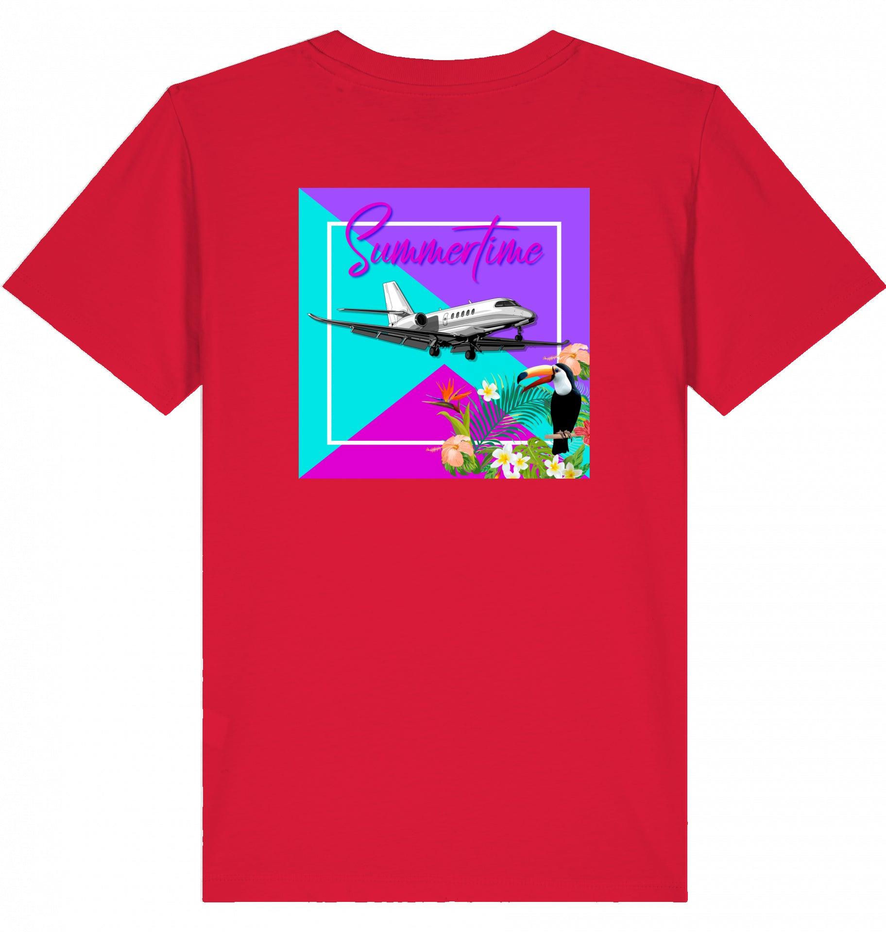 Aviation Kids Aviation T-Shirt "Summertime in Aviation" Cessna Citation Latitude Business Jet 2.0 Red für Piloten, Crews, Kinder & Planespotter made by SUPERSONIC aero 4U
