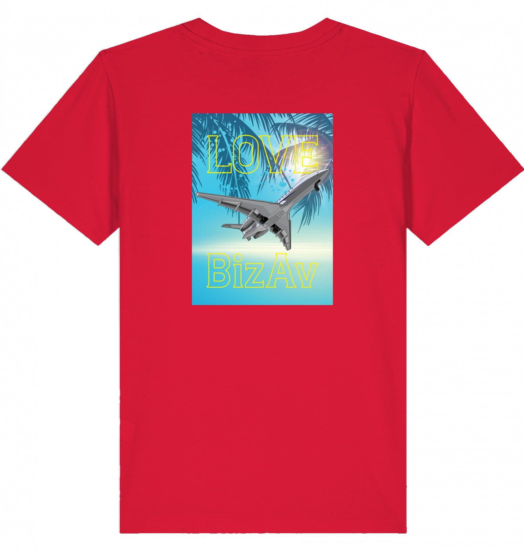 Aviation Kids Aviation T-Shirt "Love BizAv Business Aviation" 2.0 Red für Piloten, Crews, Kinder & Planespotter made by SUPERSONIC aero 4U