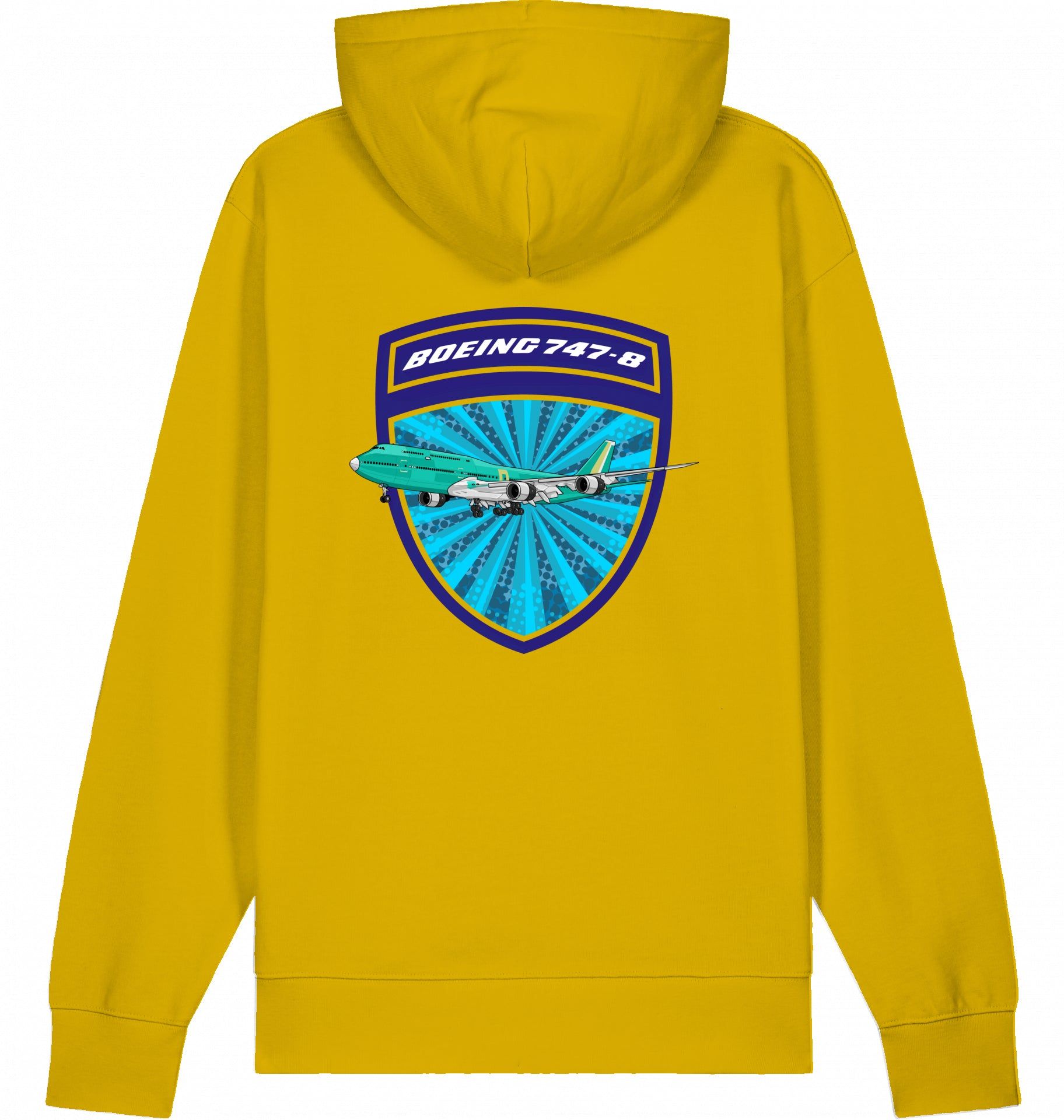 Aviation Flugzeug Hoodie Boeing 747-8 Jumbojet Ochre für Piloten, Crews, Kinder & Planespotter made by SUPERSONIC aero 4U