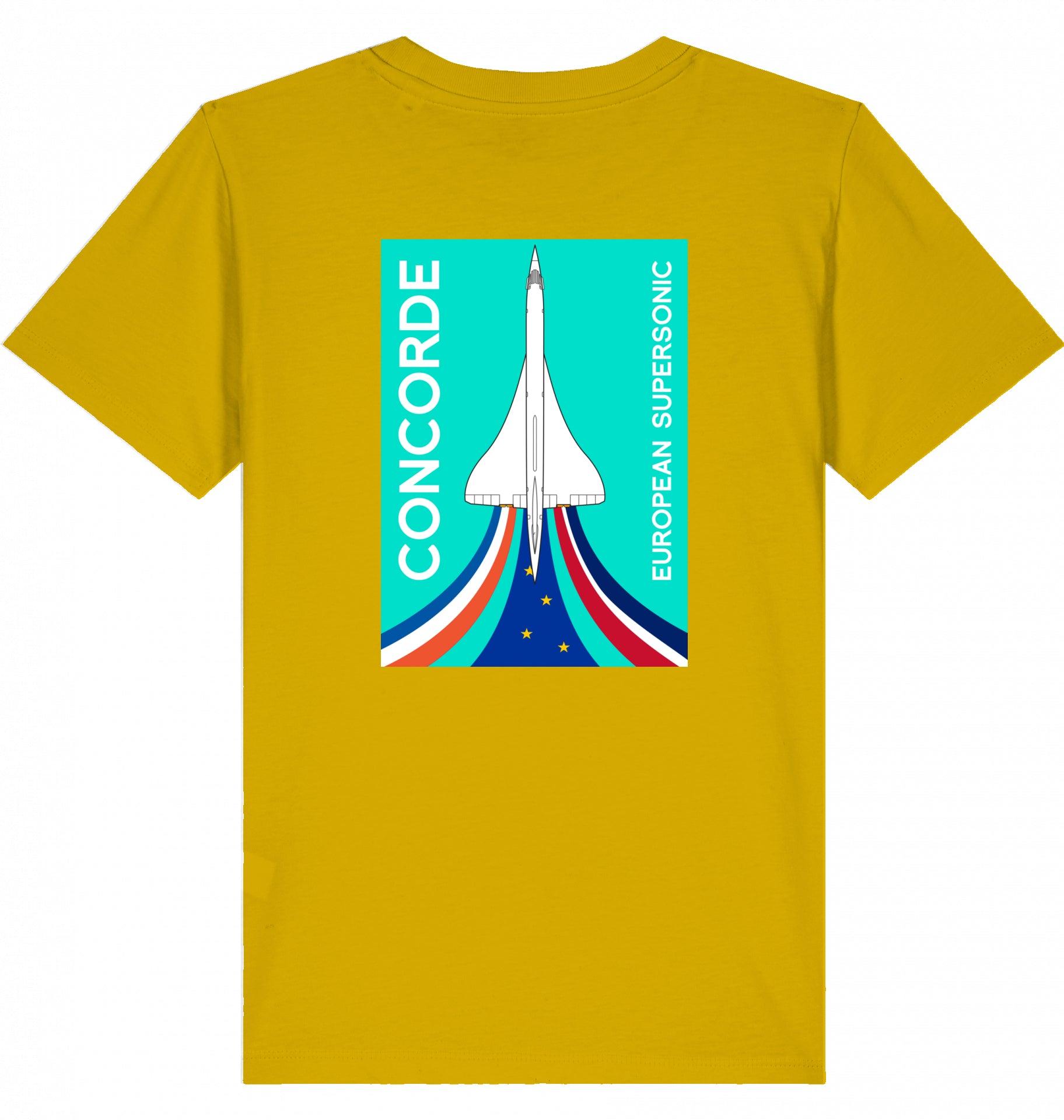 Aviation Kids Aviation T-Shirt "Concorde European Supersonic Aircraft" 2.0 Ochre für Piloten, Crews, Kinder & Planespotter made by SUPERSONIC aero 4U