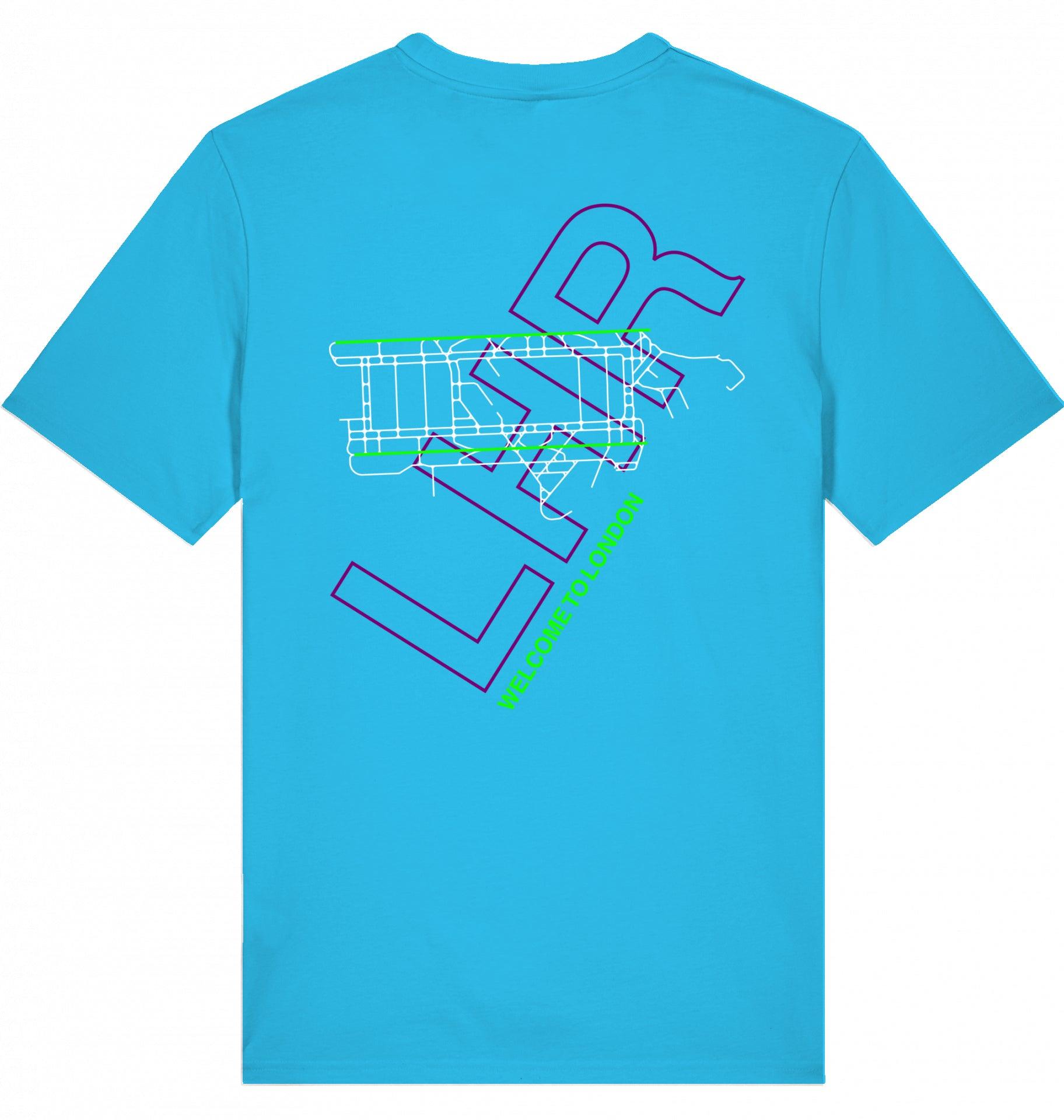 Aviation Airport T-Shirt "London Heathrow LHR Airportcode" Aqua Blue für Piloten, Crews, Kinder & Planespotter made by SUPERSONIC aero 4U