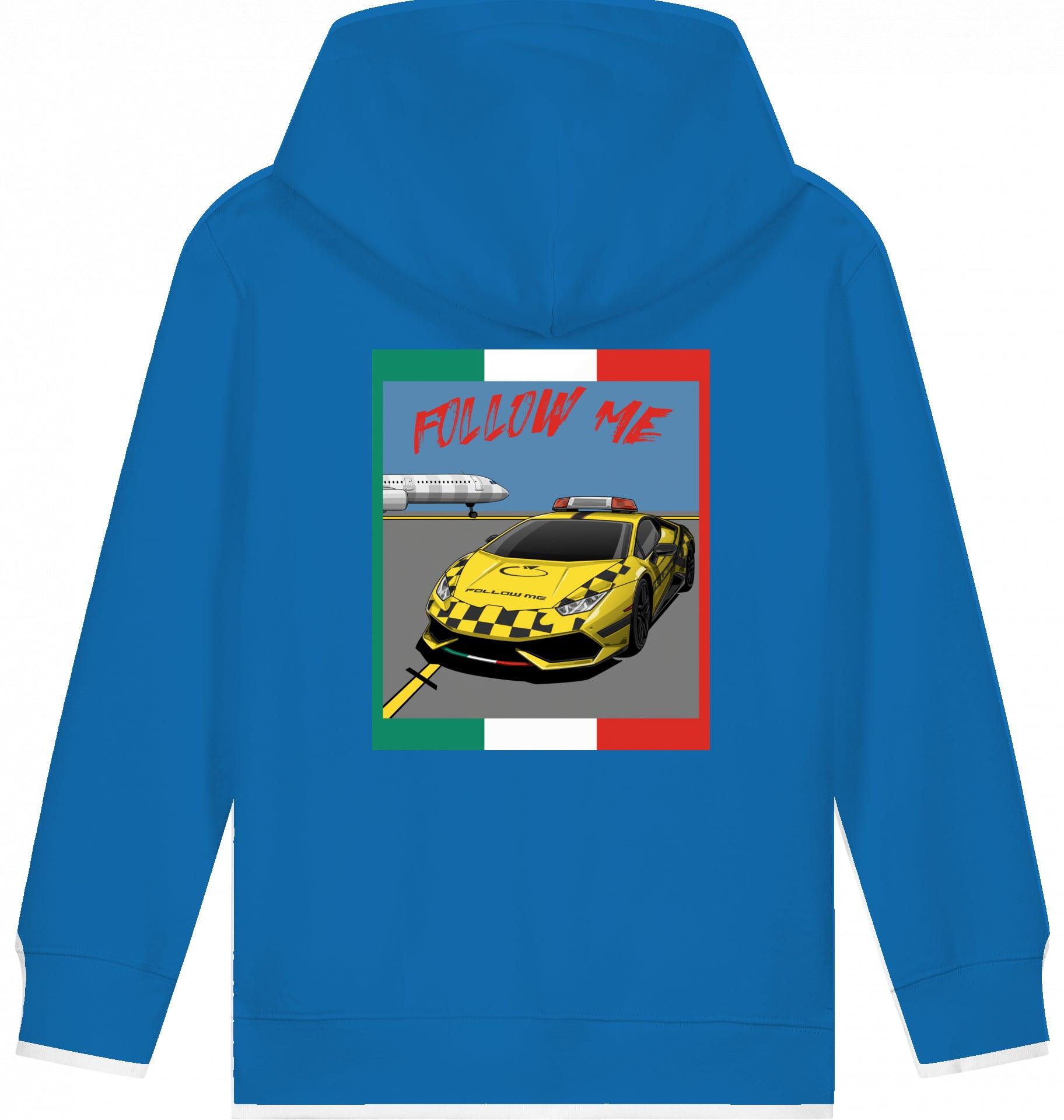 Aviation Kids Aviation Hoodie "Follow Me Italia" Airbus A321 Royal Blue für Piloten, Crews, Kinder & Planespotter made by SUPERSONIC aero 4U