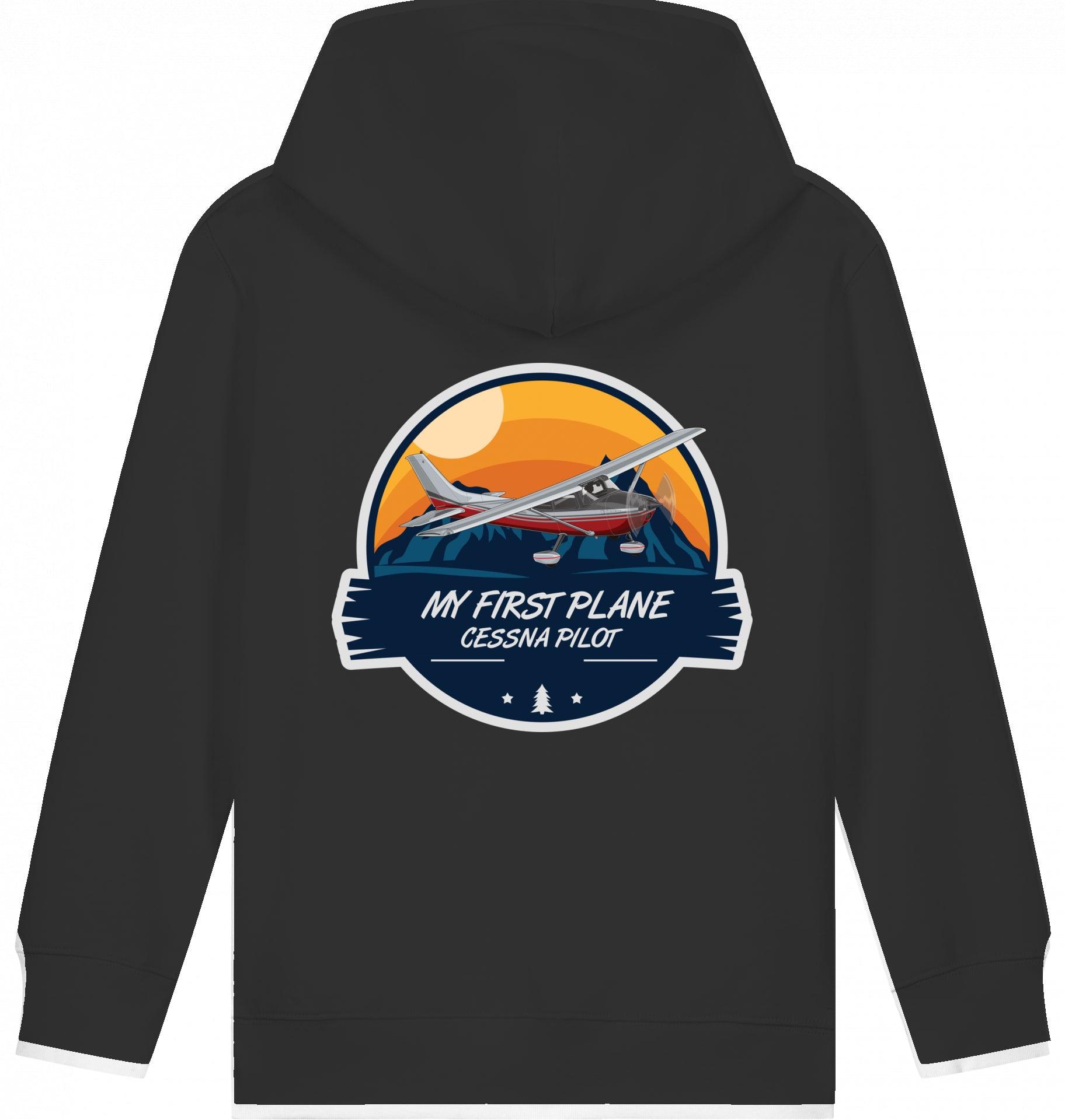Aviation Kids Flugzeug Hoodie "My First Plane - Cessna 172" Black für Piloten, Crews, Kinder & Planespotter made by SUPERSONIC aero 4U