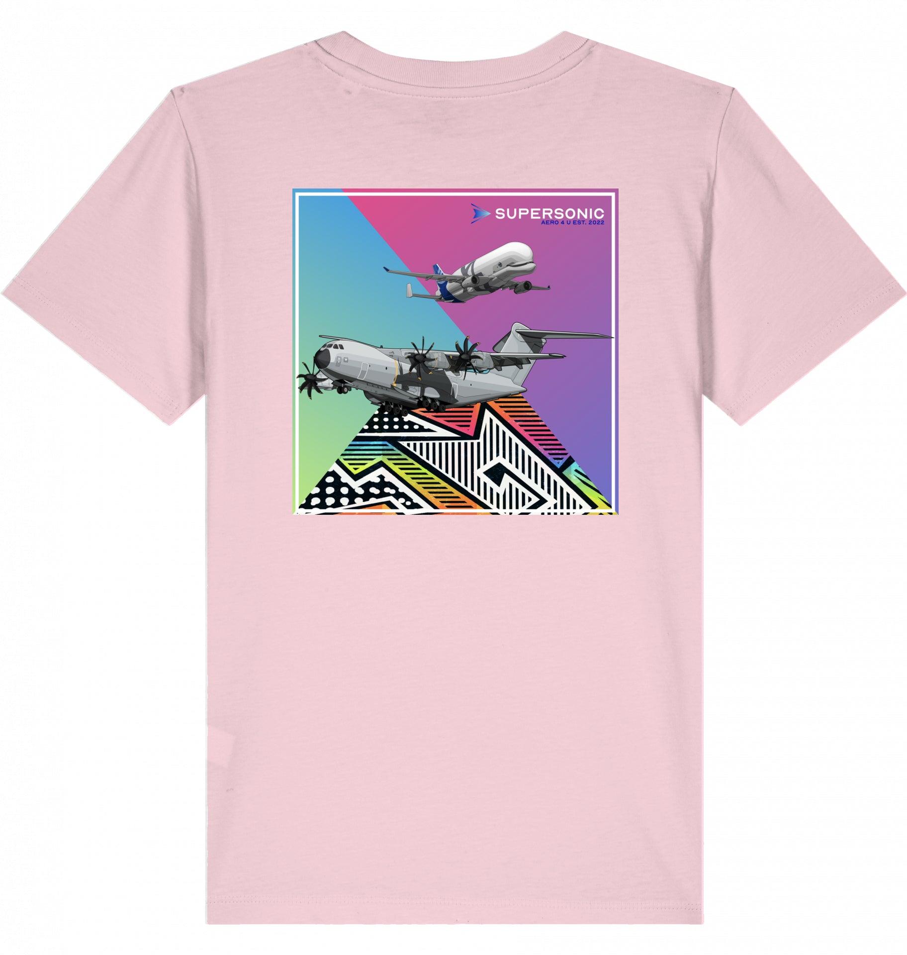 Aviation Kids Aviation T-Shirt Airbus A400M und Beluga Flugzeuge 2.0 Cotton Pink für Piloten, Crews, Kinder & Planespotter made by SUPERSONIC aero 4U