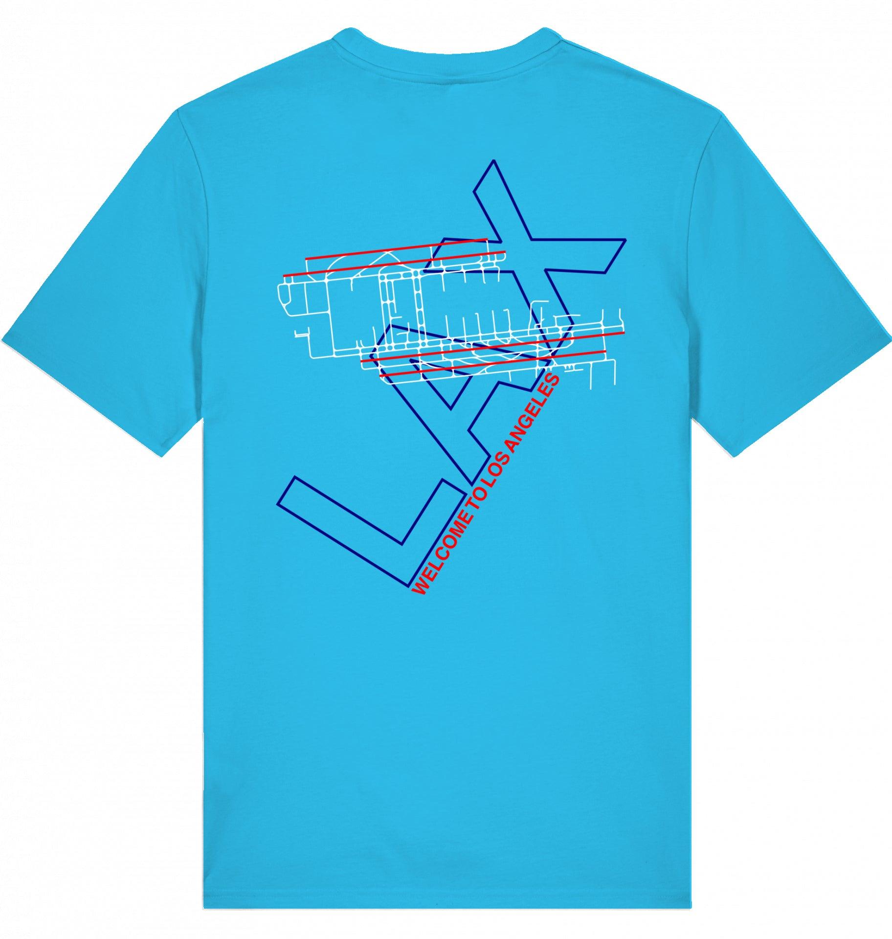 Aviation Airport T-Shirt "Los Angeles LAX Airportcode" Aqua Blue für Piloten, Crews, Kinder & Planespotter made by SUPERSONIC aero 4U