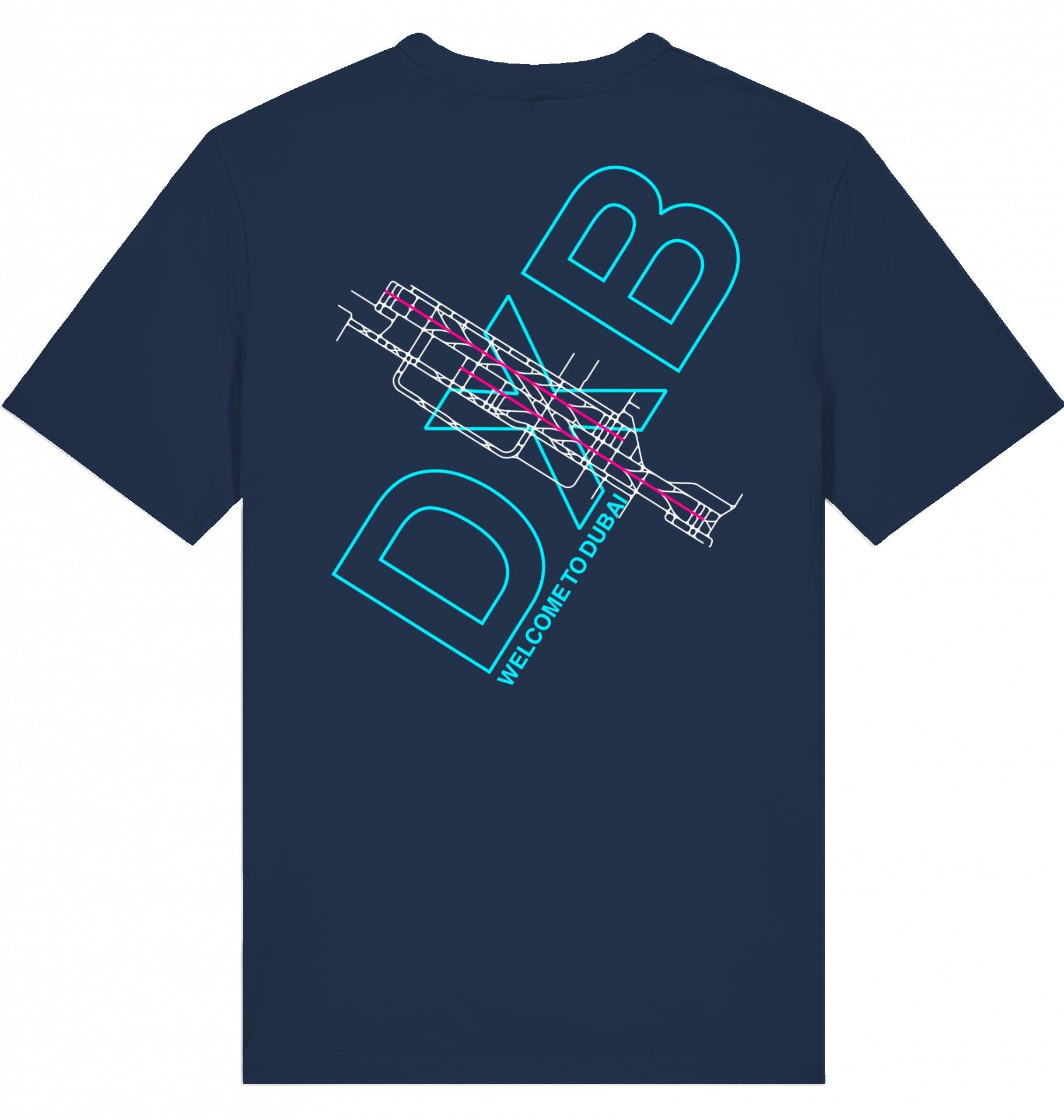 Aviation Airport T-Shirt "Dubai DXB Airportcode" French Navy für Piloten, Crews, Kinder & Planespotter made by SUPERSONIC aero 4U