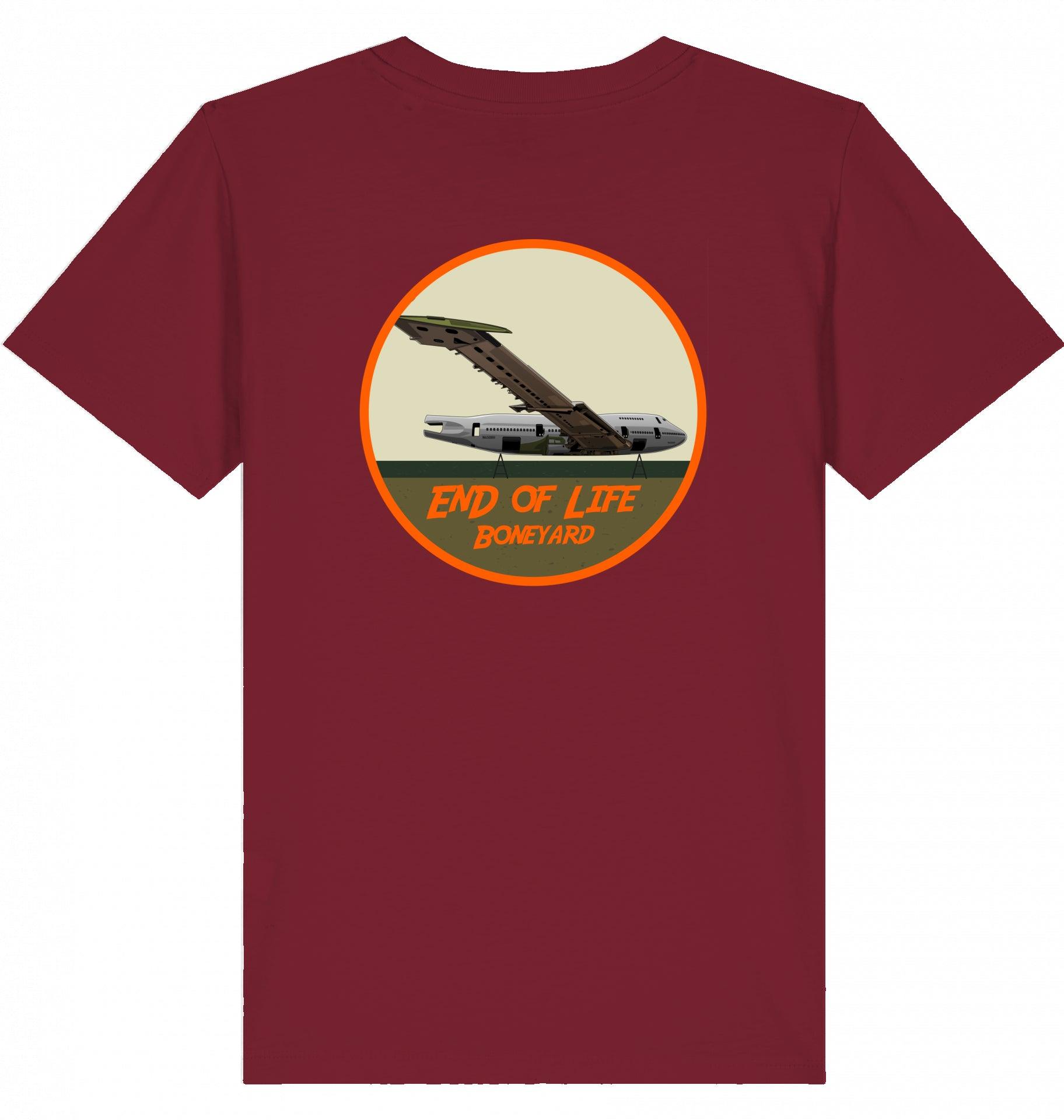 Aviation Kids Aviation T-Shirt "Boeing 747 End of Life Boneyard" 2.0 Burgundy für Piloten, Crews, Kinder & Planespotter made by SUPERSONIC aero 4U