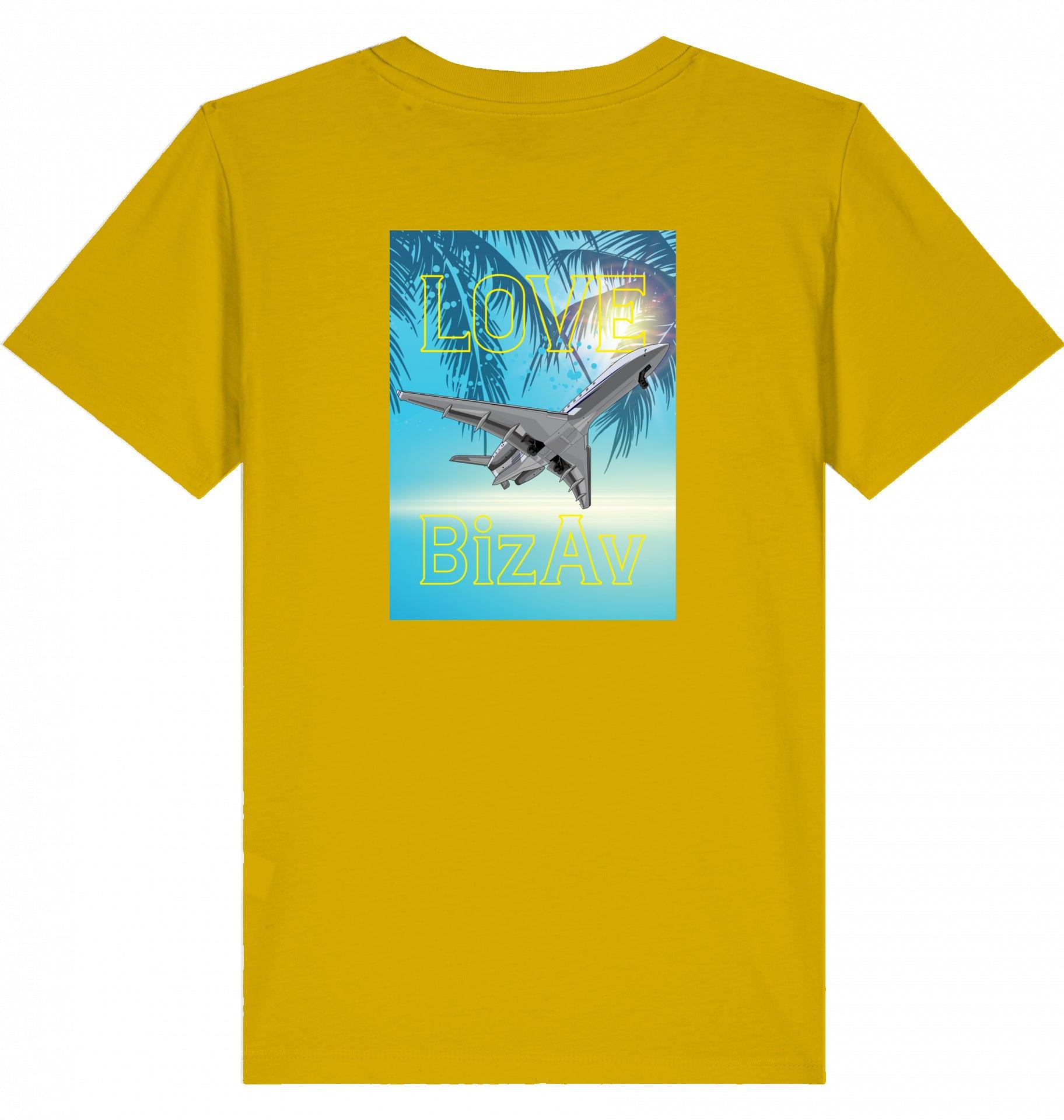 Aviation Kids Aviation T-Shirt "Love BizAv Business Aviation" 2.0 Ochre für Piloten, Crews, Kinder & Planespotter made by SUPERSONIC aero 4U