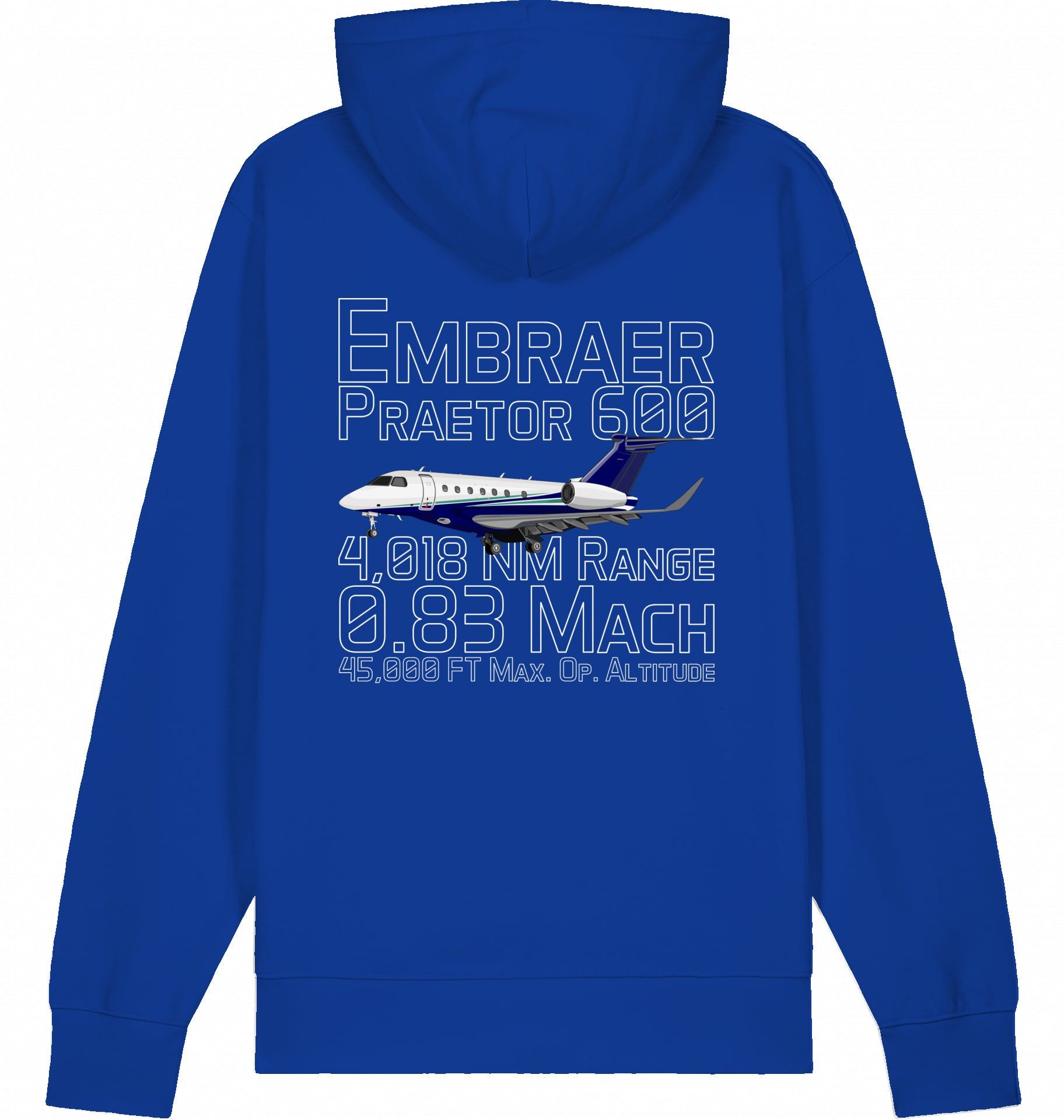 Aviation Flugzeug Hoodie Embraer 600 Praetor Datas Worker Blue für Piloten, Crews, Kinder & Planespotter made by SUPERSONIC aero 4U