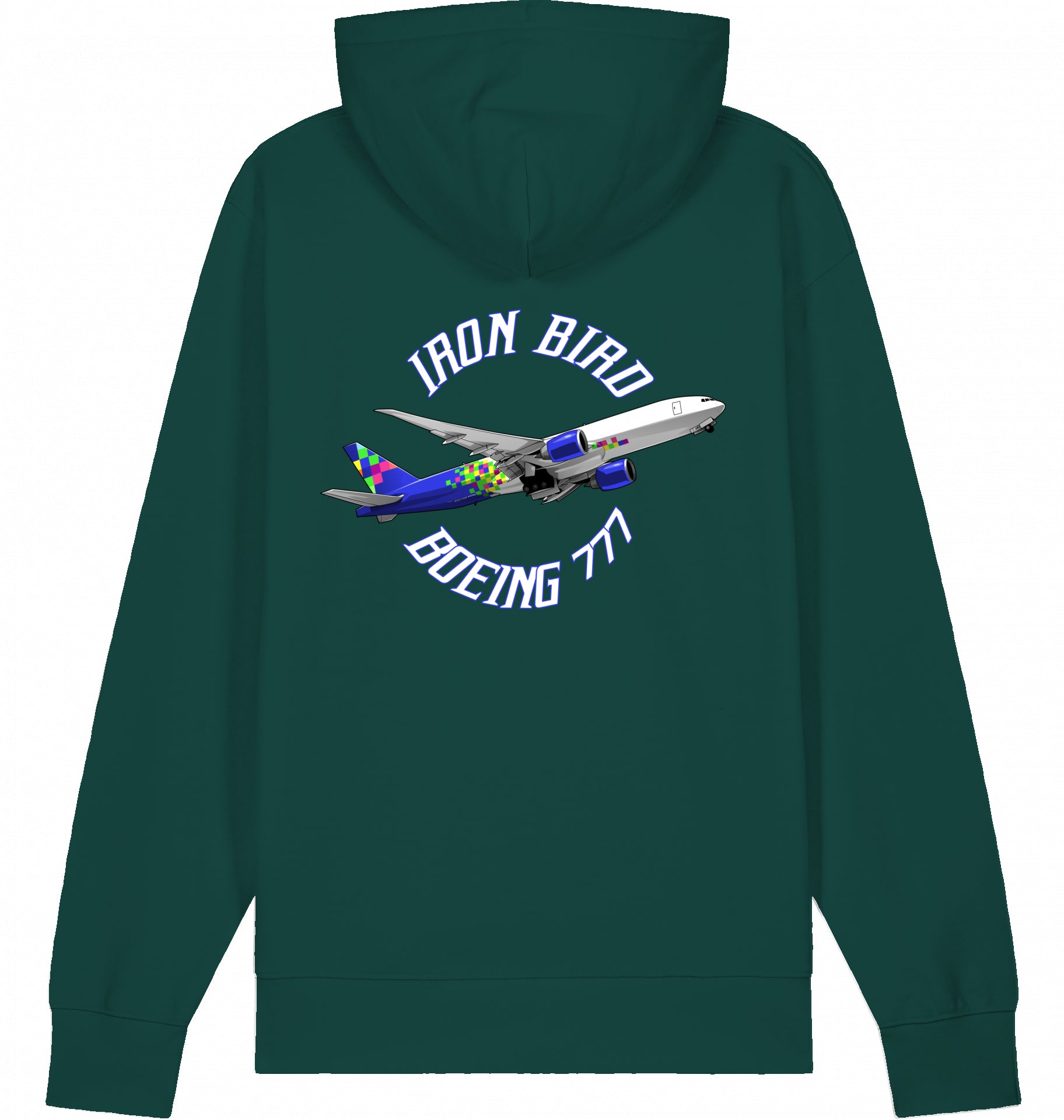 Aviation Flugzeug Hoodie Boeing 777 Iron Bird Glazed Green für Piloten, Crews, Kinder & Planespotter made by SUPERSONIC aero 4U