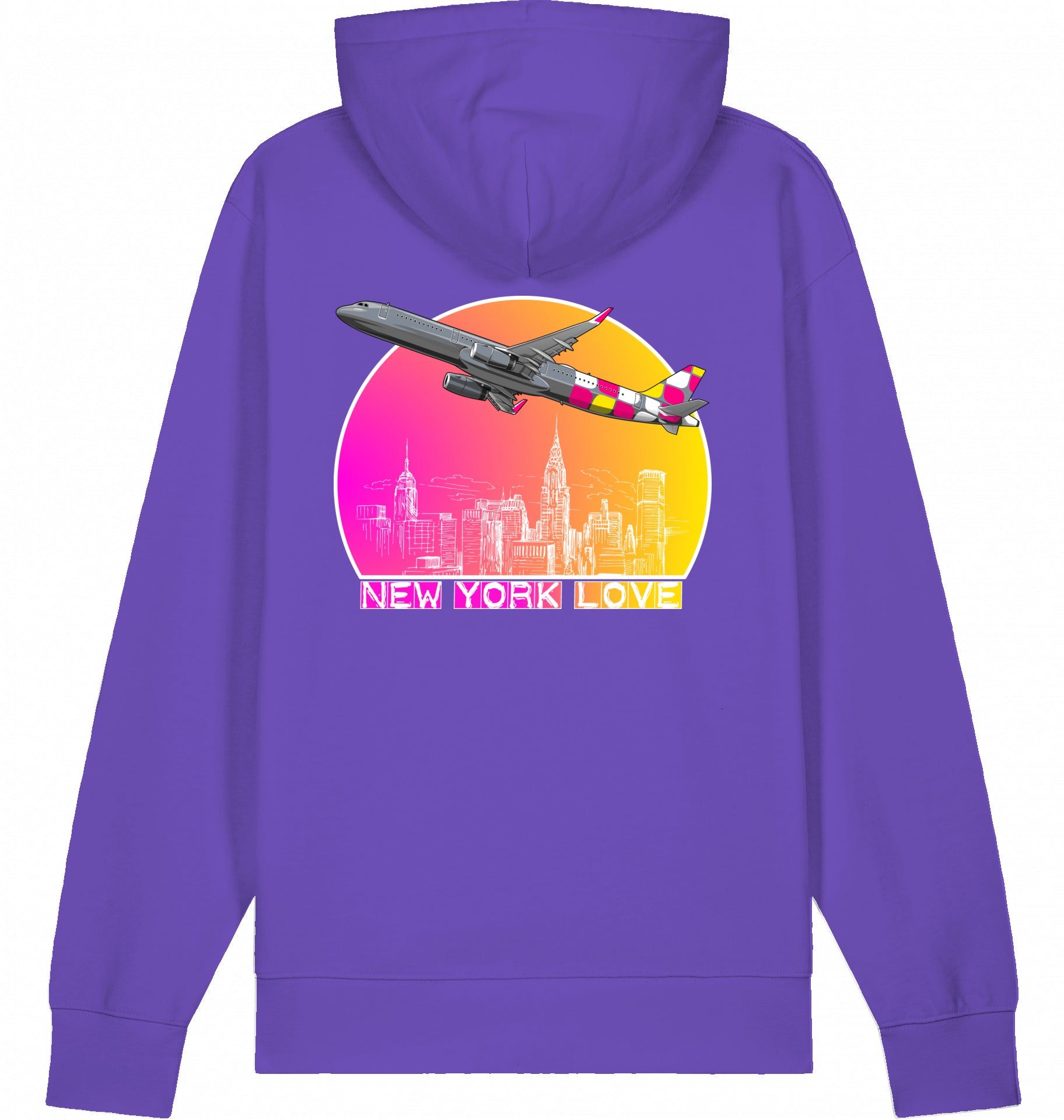 Aviation Flugzeug Hoodie Airbus A321 New York Purple Love für Piloten, Crews, Kinder & Planespotter made by SUPERSONIC aero 4U