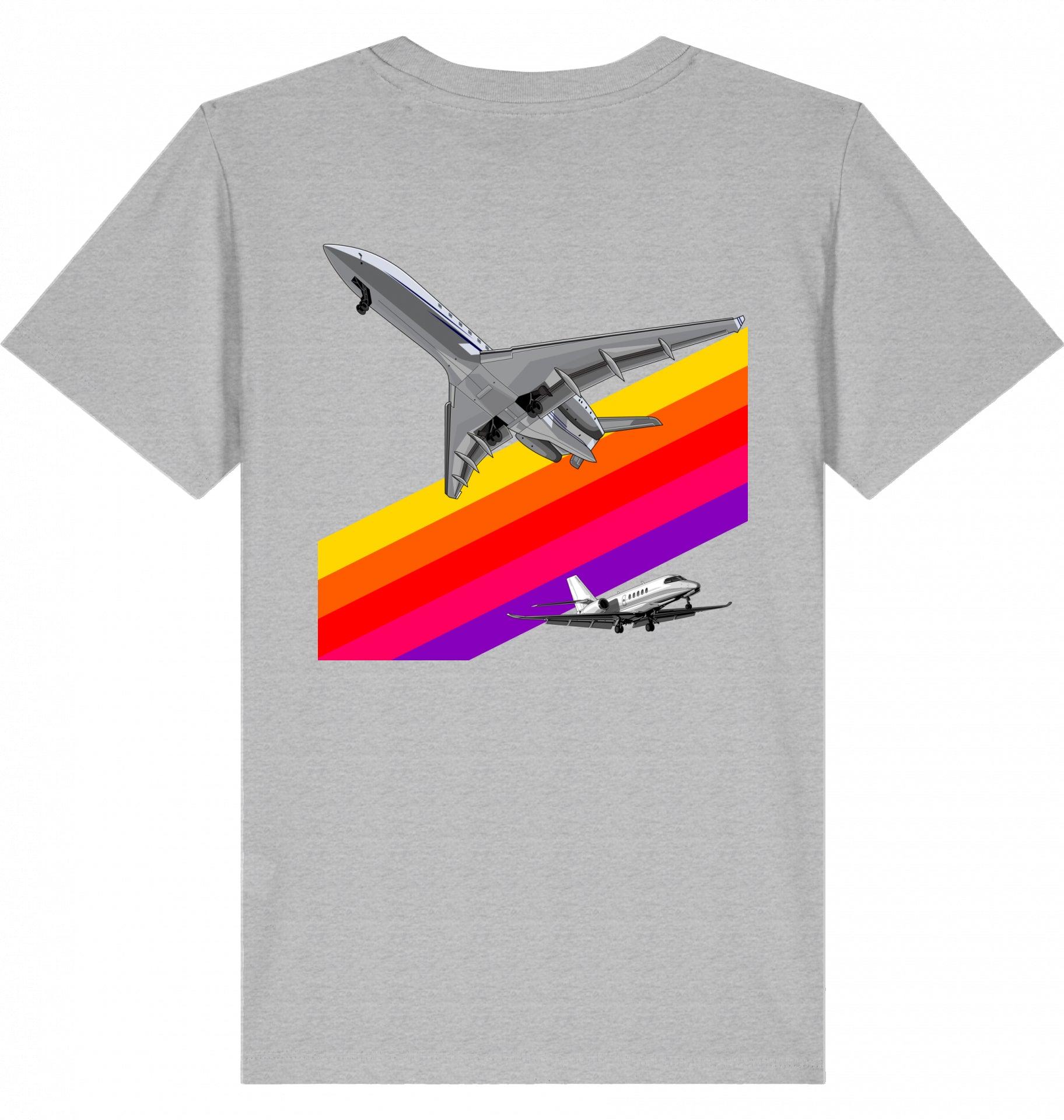 Aviation Kids Aviation T-Shirt "VHS 80ies Style - Business Aviation" 2.0 Heather Grey für Piloten, Crews, Kinder & Planespotter made by SUPERSONIC aero 4U