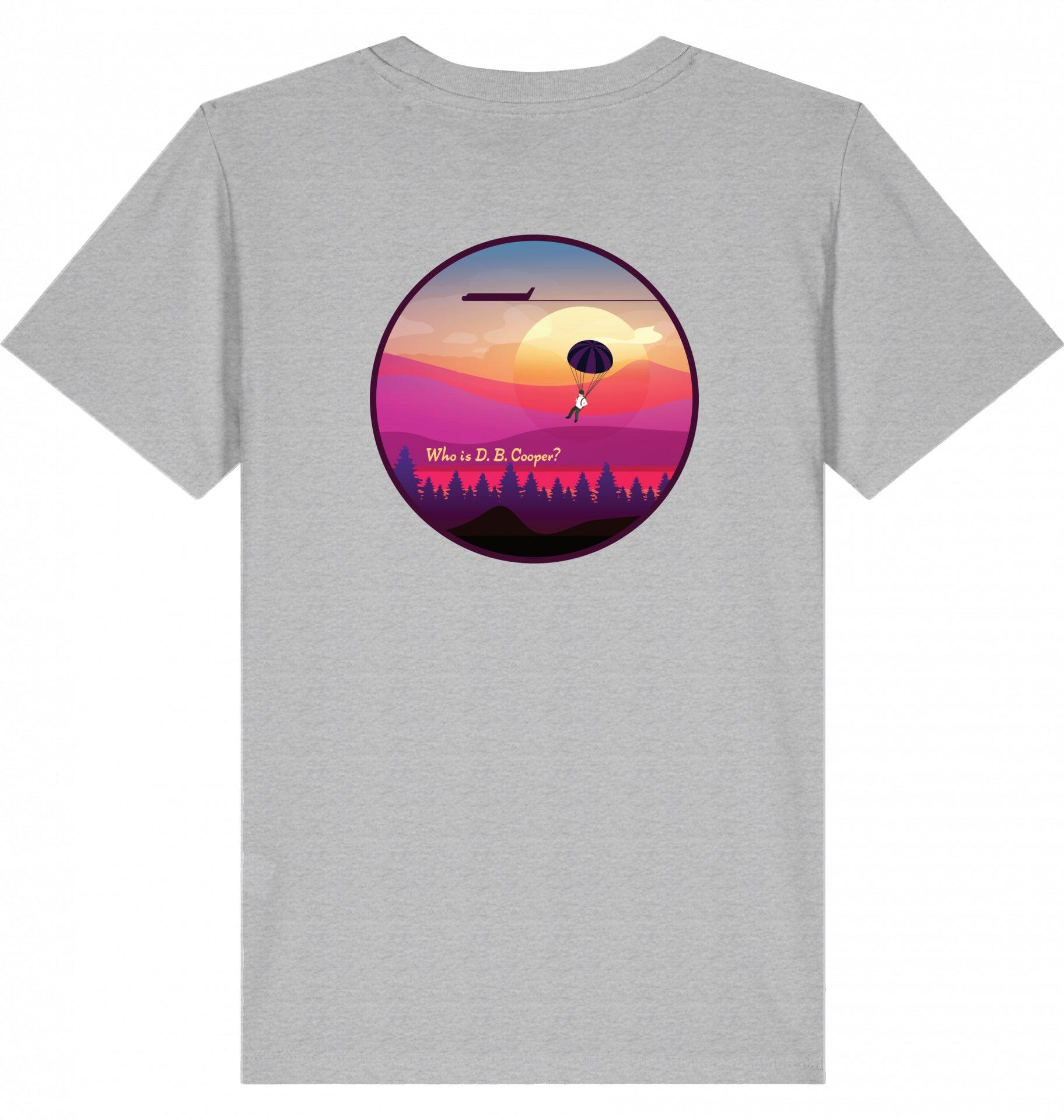 Aviation Kids Aviation T-Shirt "Who is D.B. Cooper?" 2.0 Heather Grey für Piloten, Crews, Kinder & Planespotter made by SUPERSONIC aero 4U